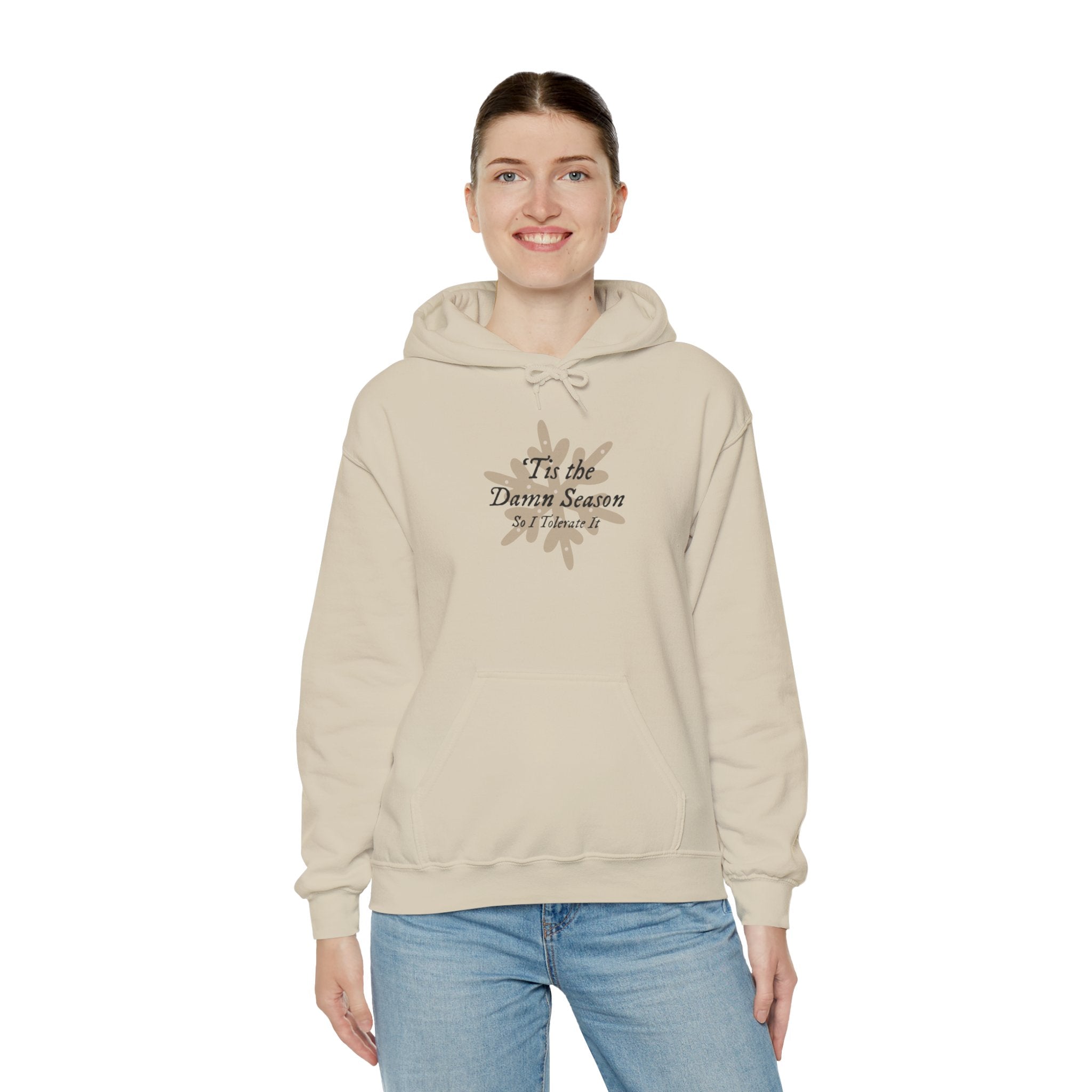 Hoodie — “Tis the Damn Season” Winter Leaves Cozy Pullover