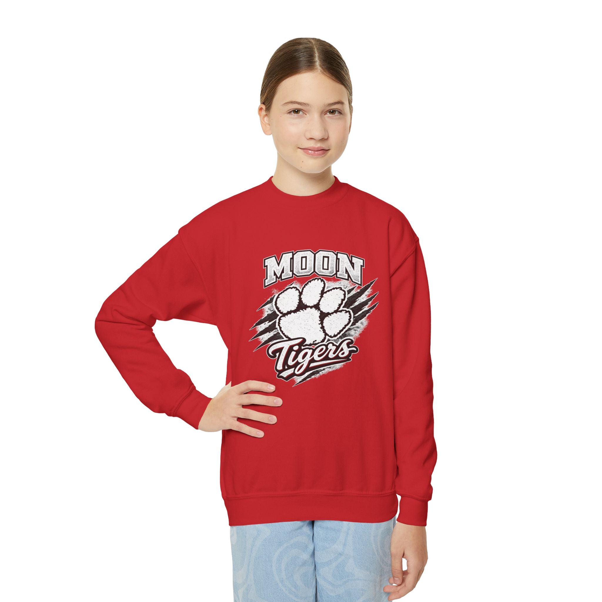 Youth Crewneck Sweatshirt - Moon Tigers Paw Graphic