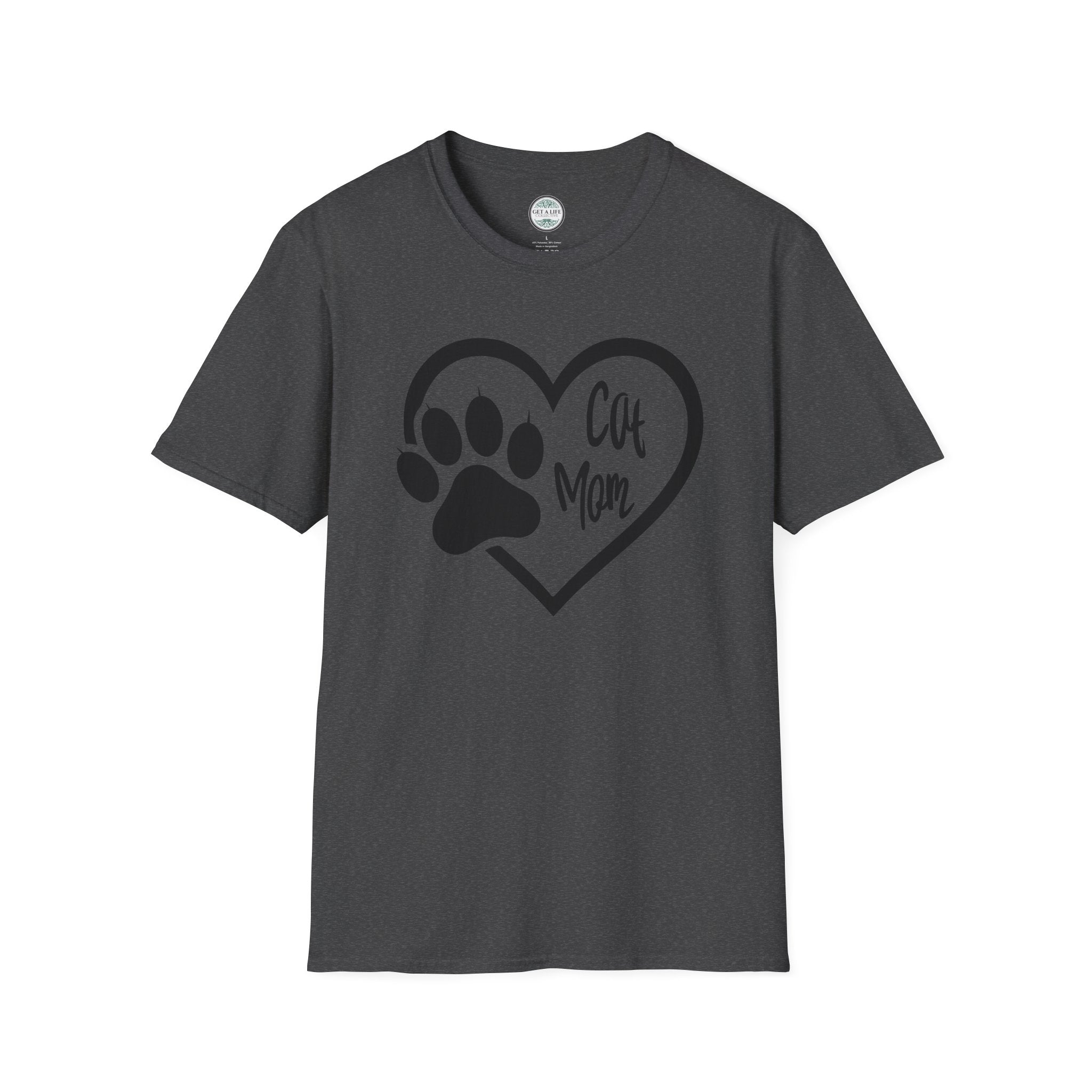 Cat Mom T-Shirt — Heart & Paw Graphic Tee for Cat Lovers