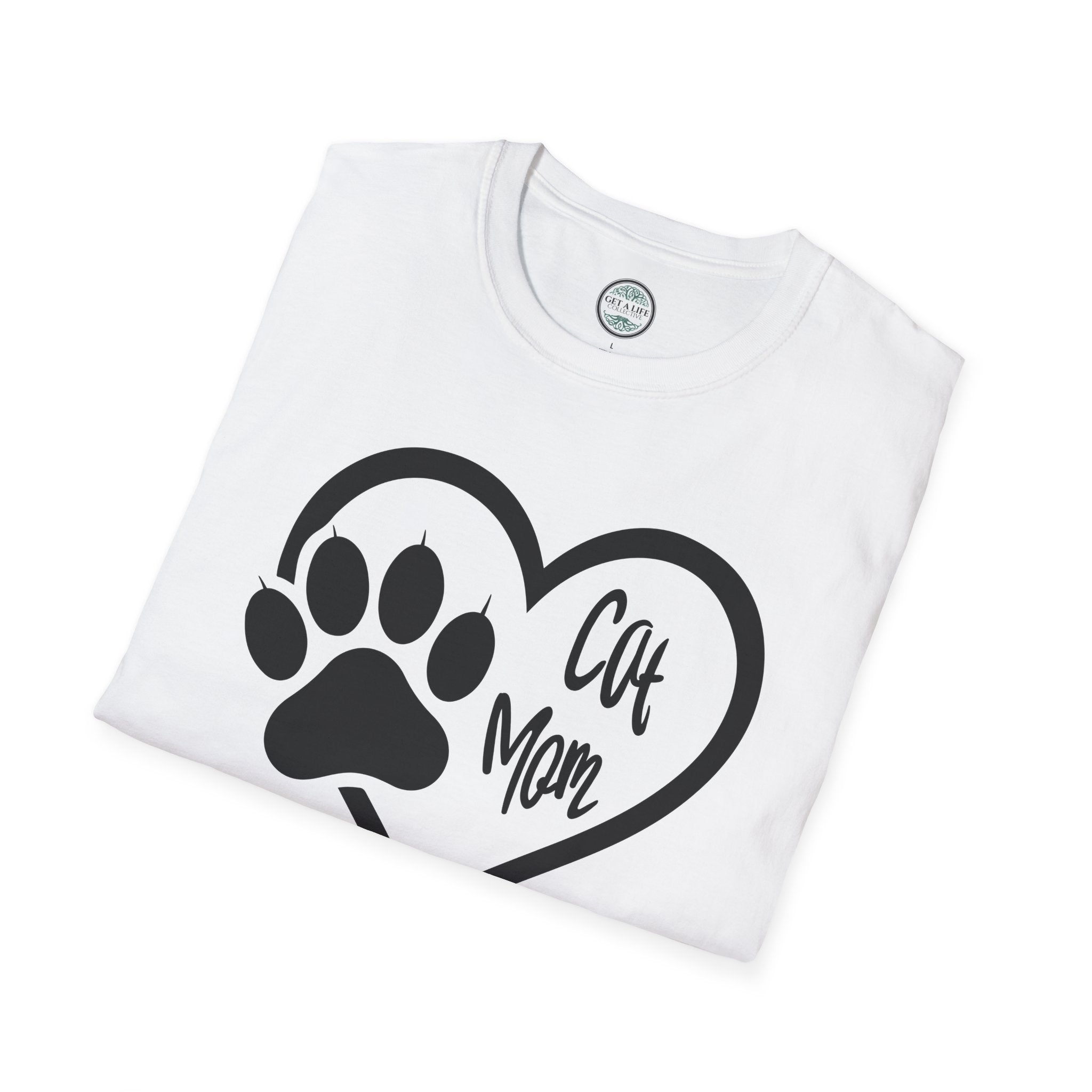 Cat Mom T-Shirt — Heart & Paw Graphic Tee for Cat Lovers