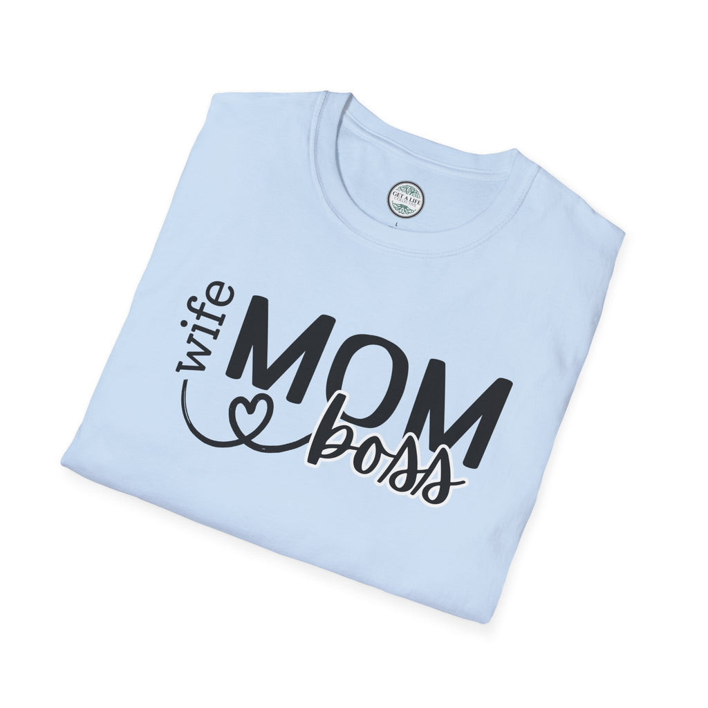Mom Boss Wife T-Shirt – "Wife Mom Boss" Graphic Tee for Moms