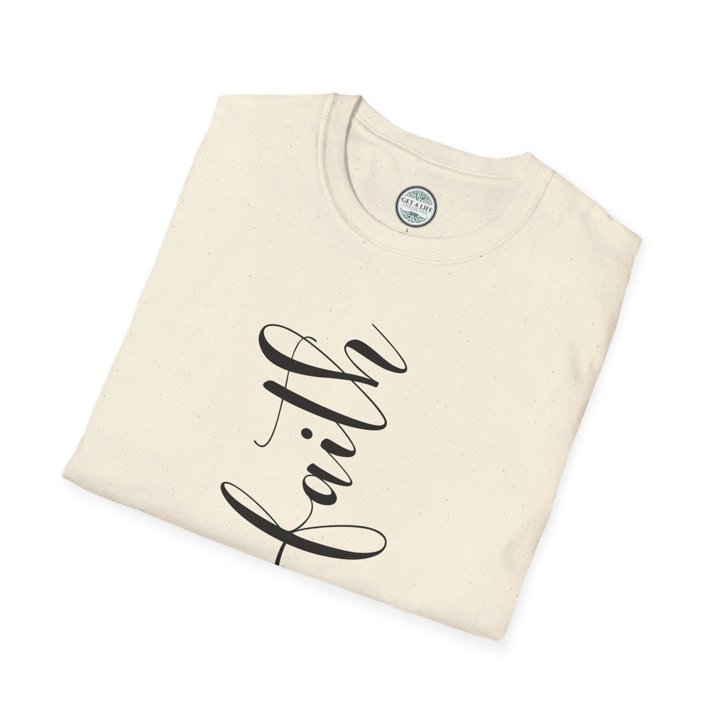Faith Vertical Script T-Shirt — Elegant Religious Christian Tee