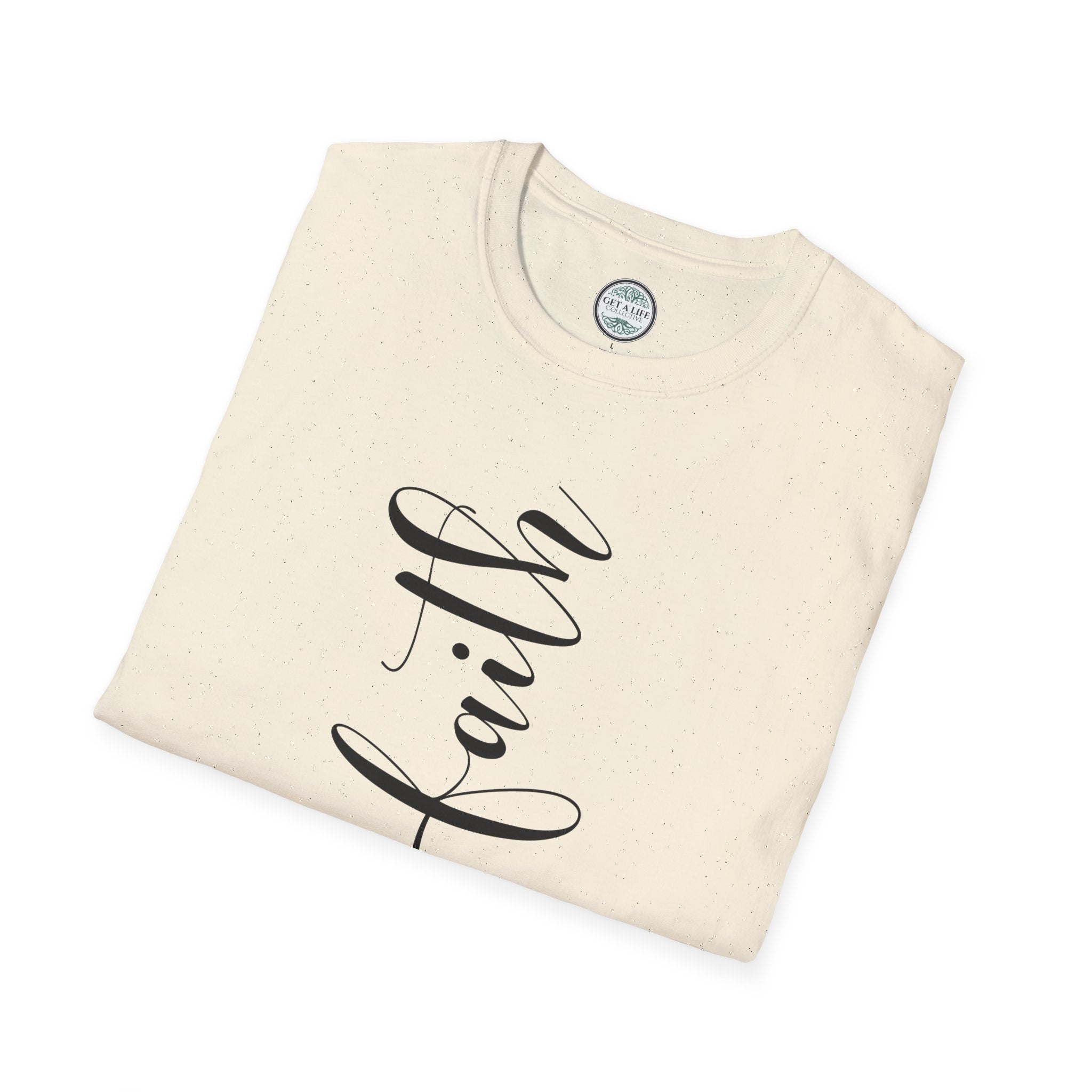 Faith Vertical Script T-Shirt — Elegant Religious Christian Tee