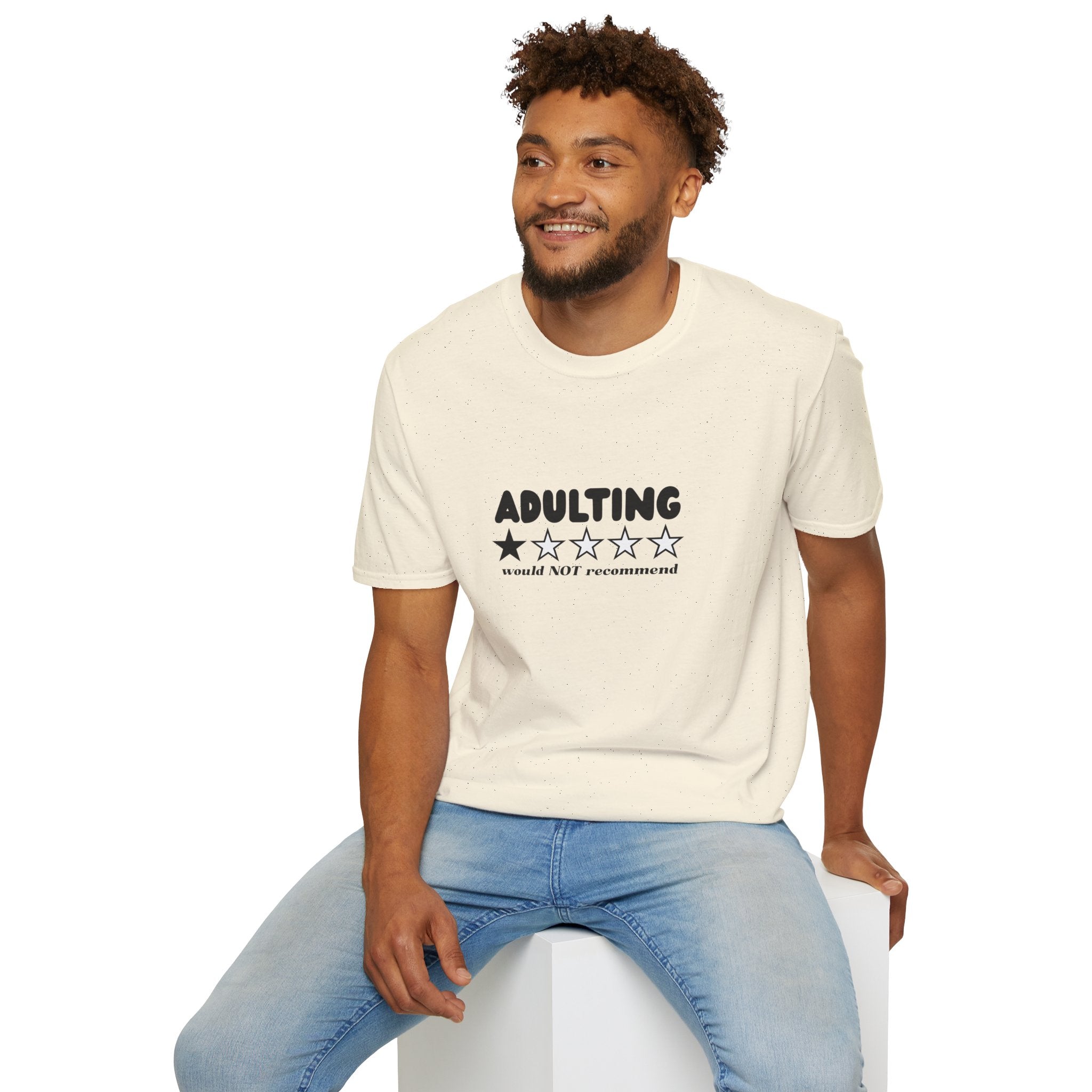 Adulting 1-Star Review T-Shirt — "Adulting would NOT recommend" Funny Tee