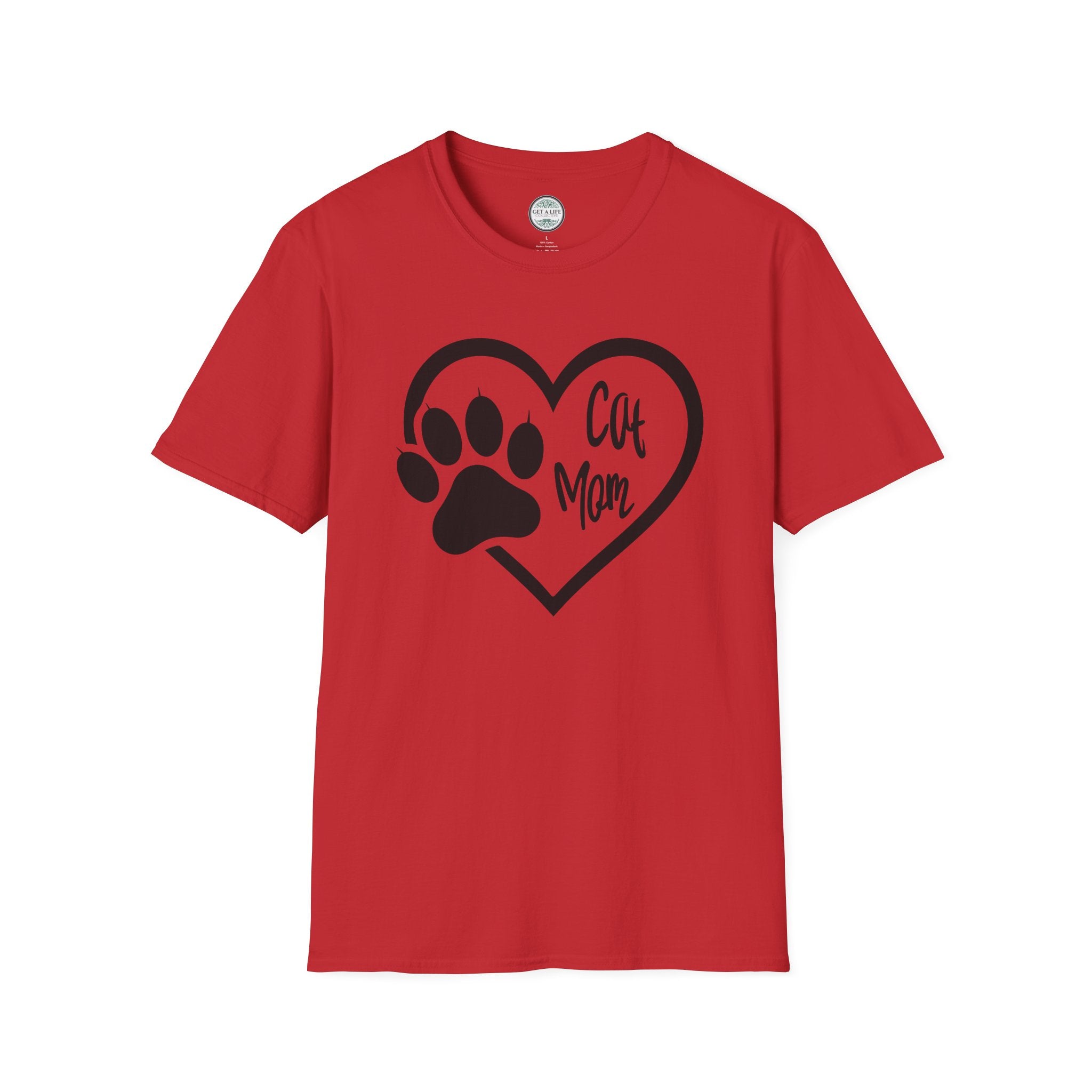 Cat Mom T-Shirt — Heart & Paw Graphic Tee for Cat Lovers
