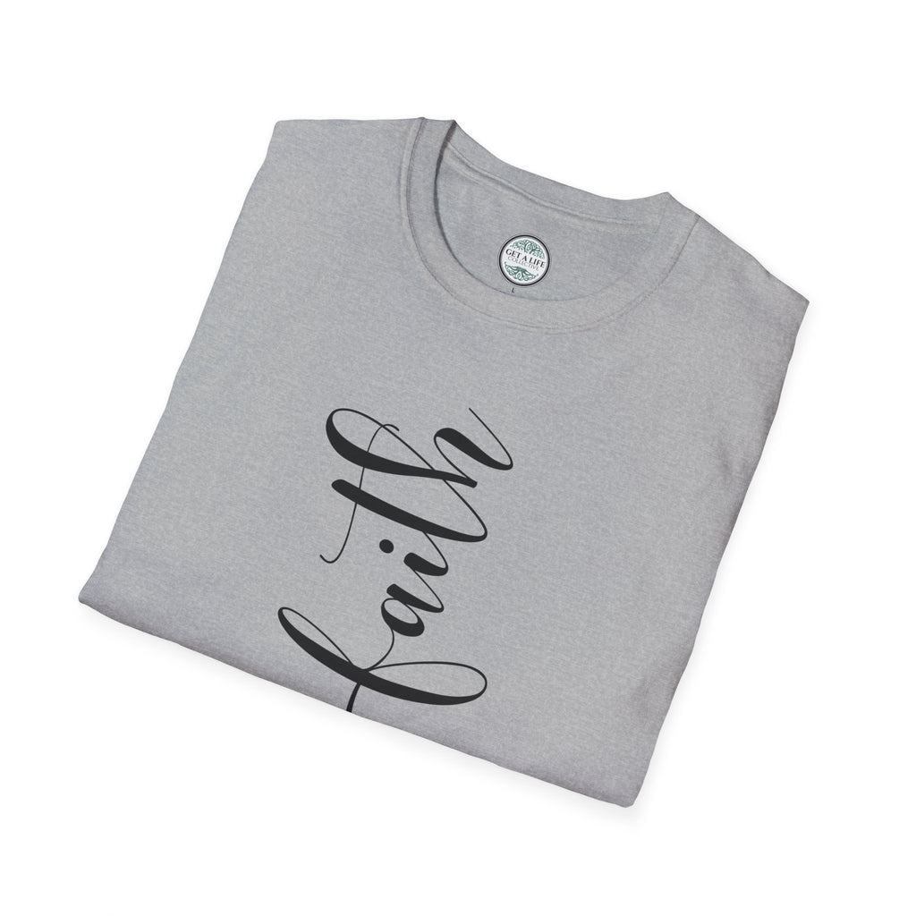 Faith Vertical Script T-Shirt — Elegant Religious Christian Tee