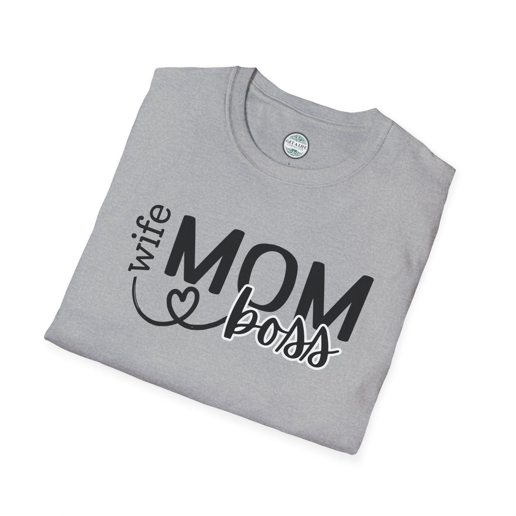 Mom Boss Wife T-Shirt – "Wife Mom Boss" Graphic Tee for Moms