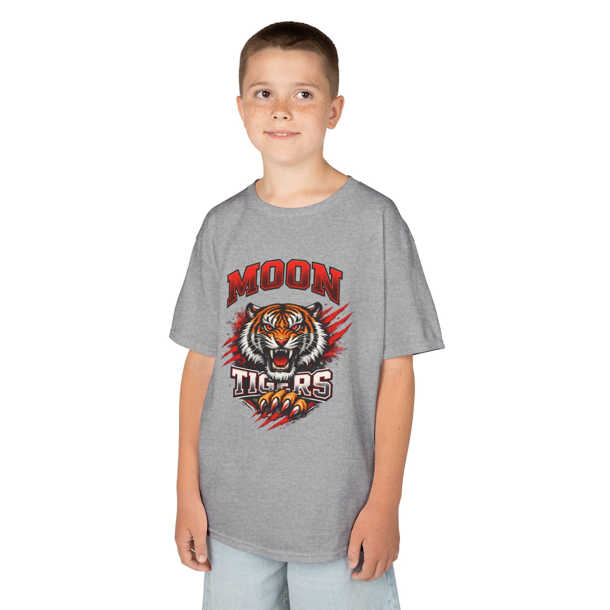 Moon Tigers Kids T‑Shirt – Fierce Tiger Graphic Tee for Boys & Girls
