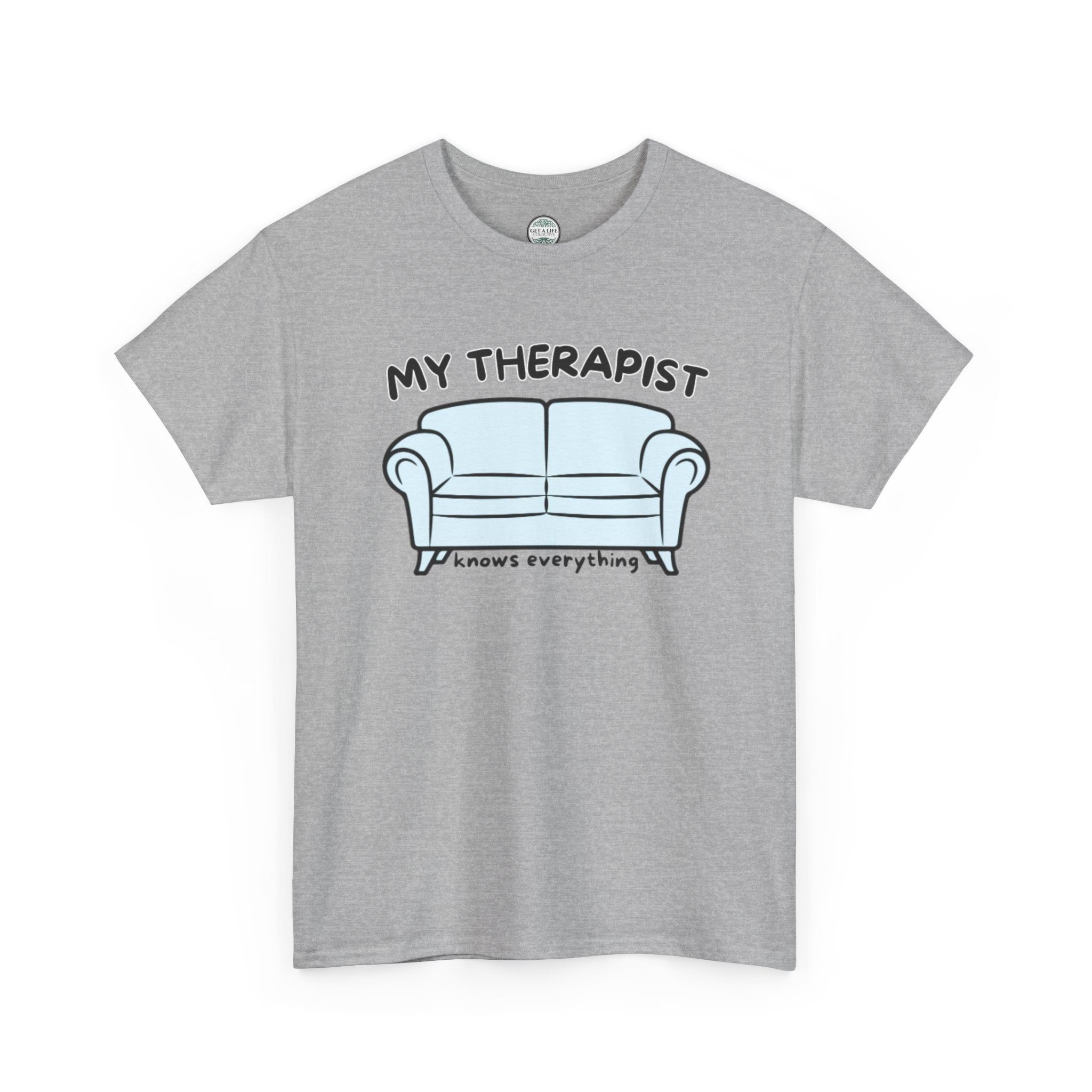 T-Shirt — 'My Therapist is My Couch' Funny Mental Health Couch Graphic Tee