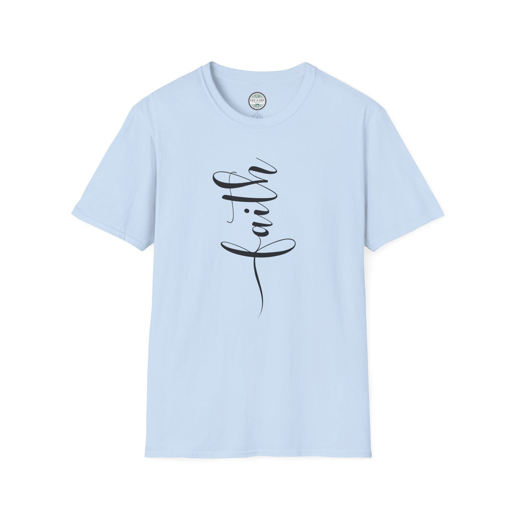 Faith Vertical Script T-Shirt — Elegant Religious Christian Tee