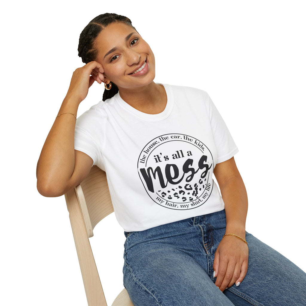 It's All a Mess T-Shirt — Funny Mom Life Leopard Graphic Tee