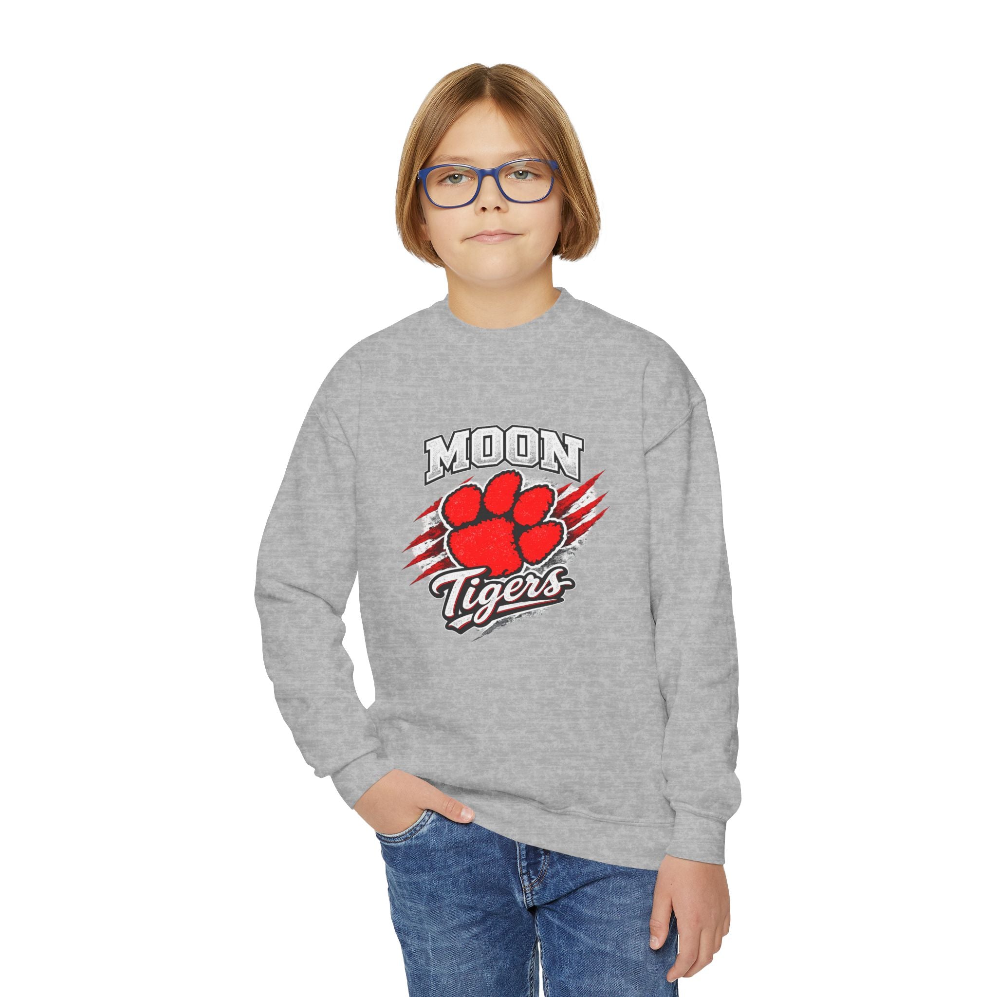Youth Crewneck Sweatshirt - Moon Tigers Paw Graphic