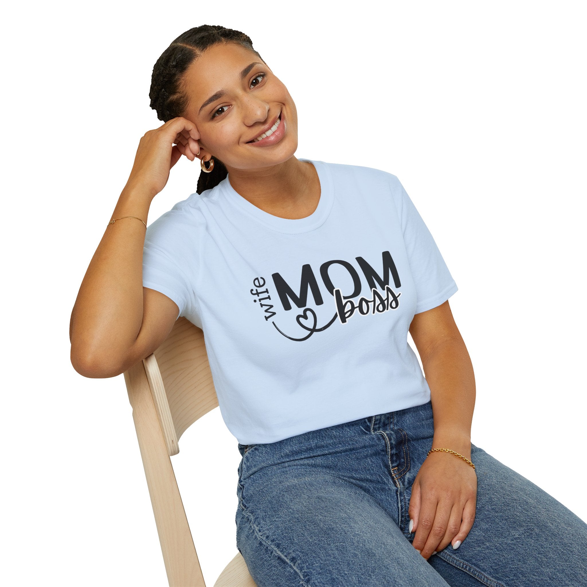 Mom Boss Wife T-Shirt – "Wife Mom Boss" Graphic Tee for Moms