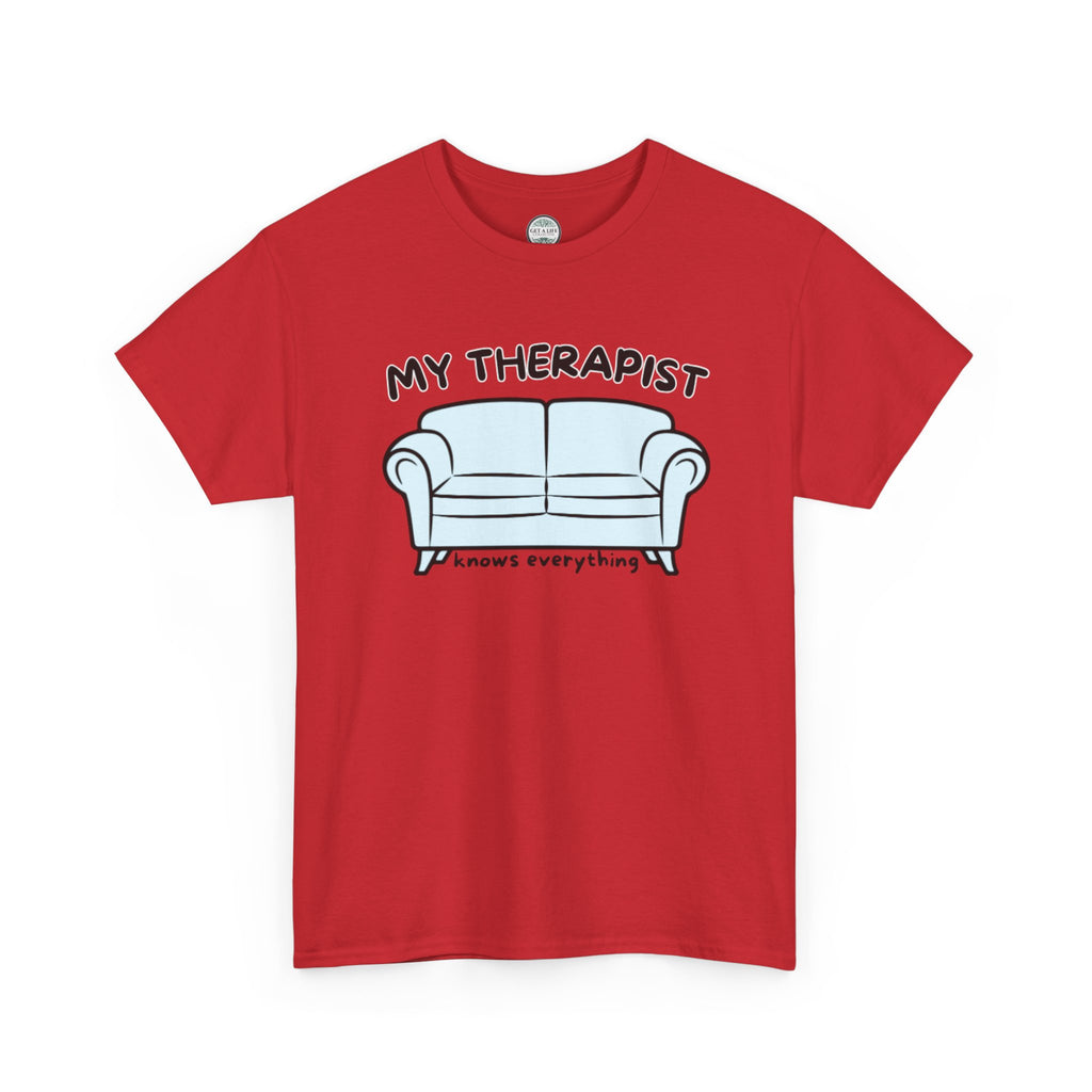 T-Shirt — 'My Therapist is My Couch' Funny Mental Health Couch Graphic Tee