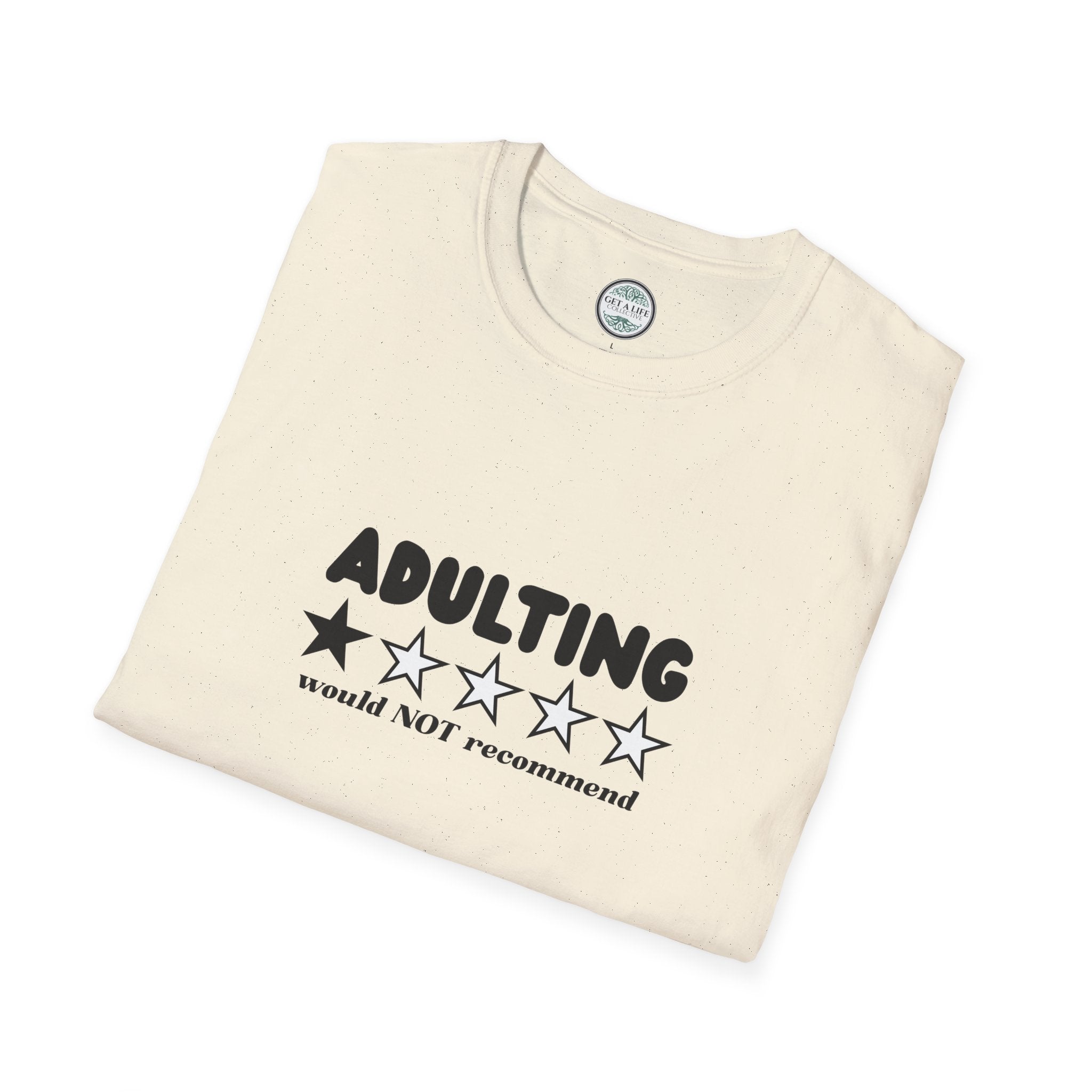 Adulting 1-Star Review T-Shirt — "Adulting would NOT recommend" Funny Tee