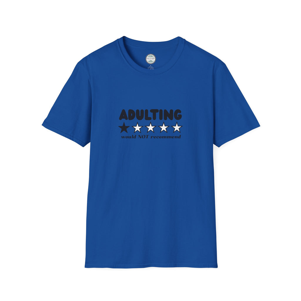 Adulting 1-Star Review T-Shirt — "Adulting would NOT recommend" Funny Tee
