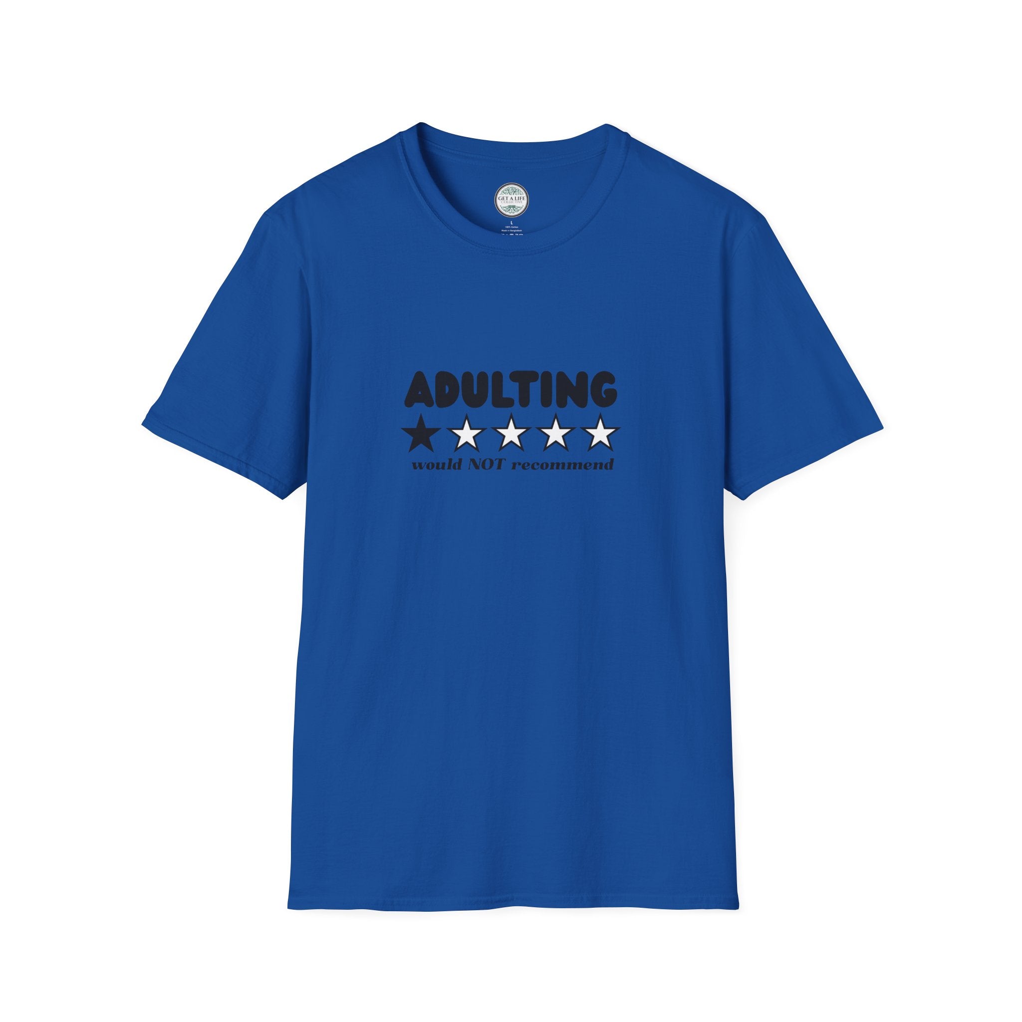 Adulting 1-Star Review T-Shirt — "Adulting would NOT recommend" Funny Tee