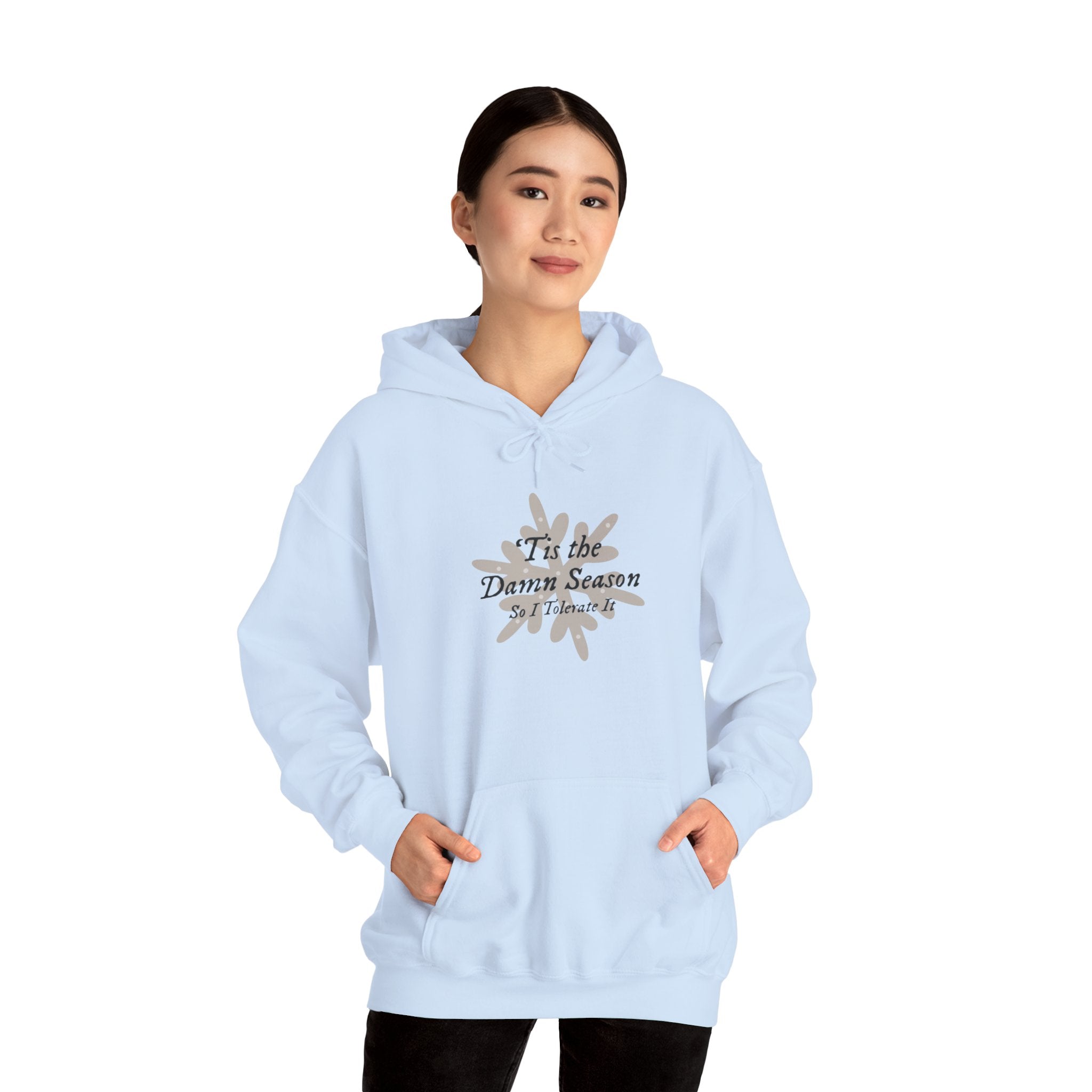 Hoodie — “Tis the Damn Season” Winter Leaves Cozy Pullover