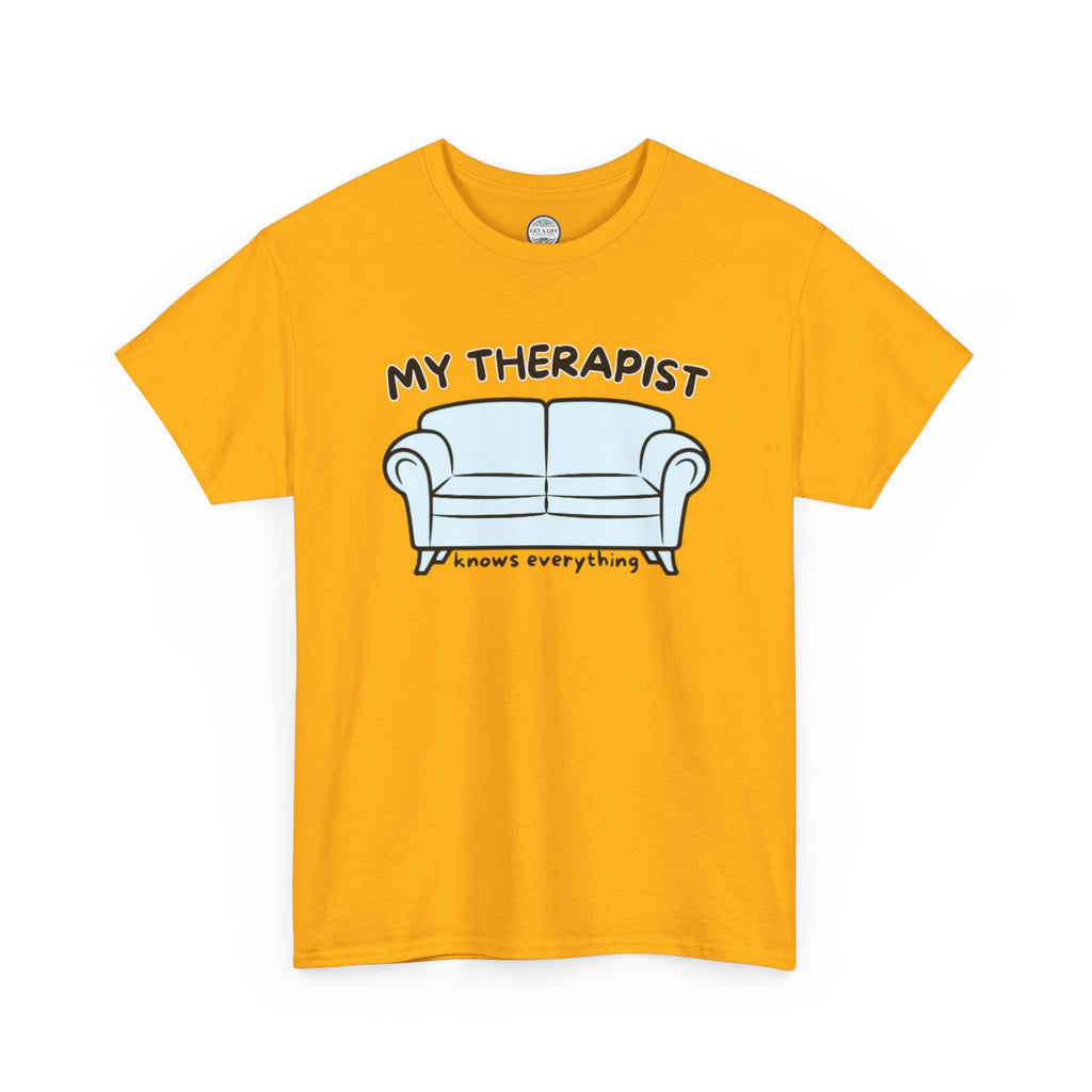 T-Shirt — 'My Therapist is My Couch' Funny Mental Health Couch Graphic Tee