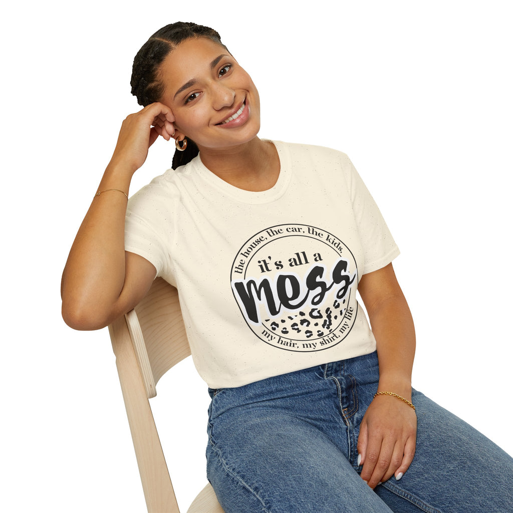It's All a Mess T-Shirt — Funny Mom Life Leopard Graphic Tee