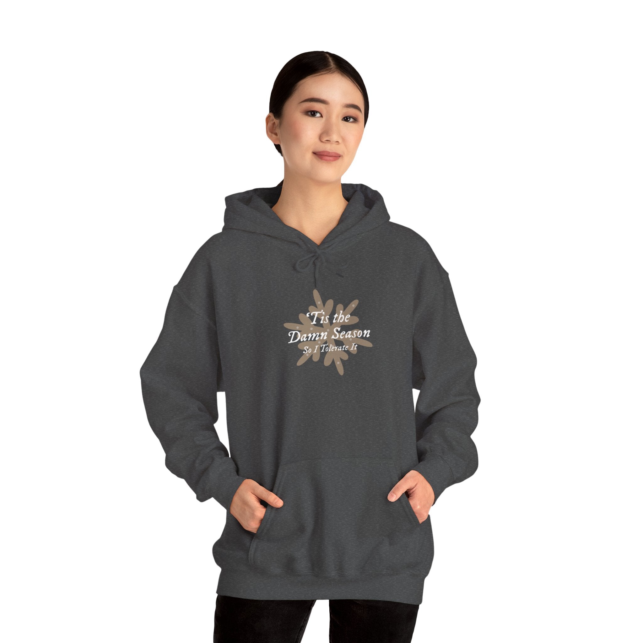 Hoodie — “Tis the Damn Season” Winter Leaves Cozy Pullover
