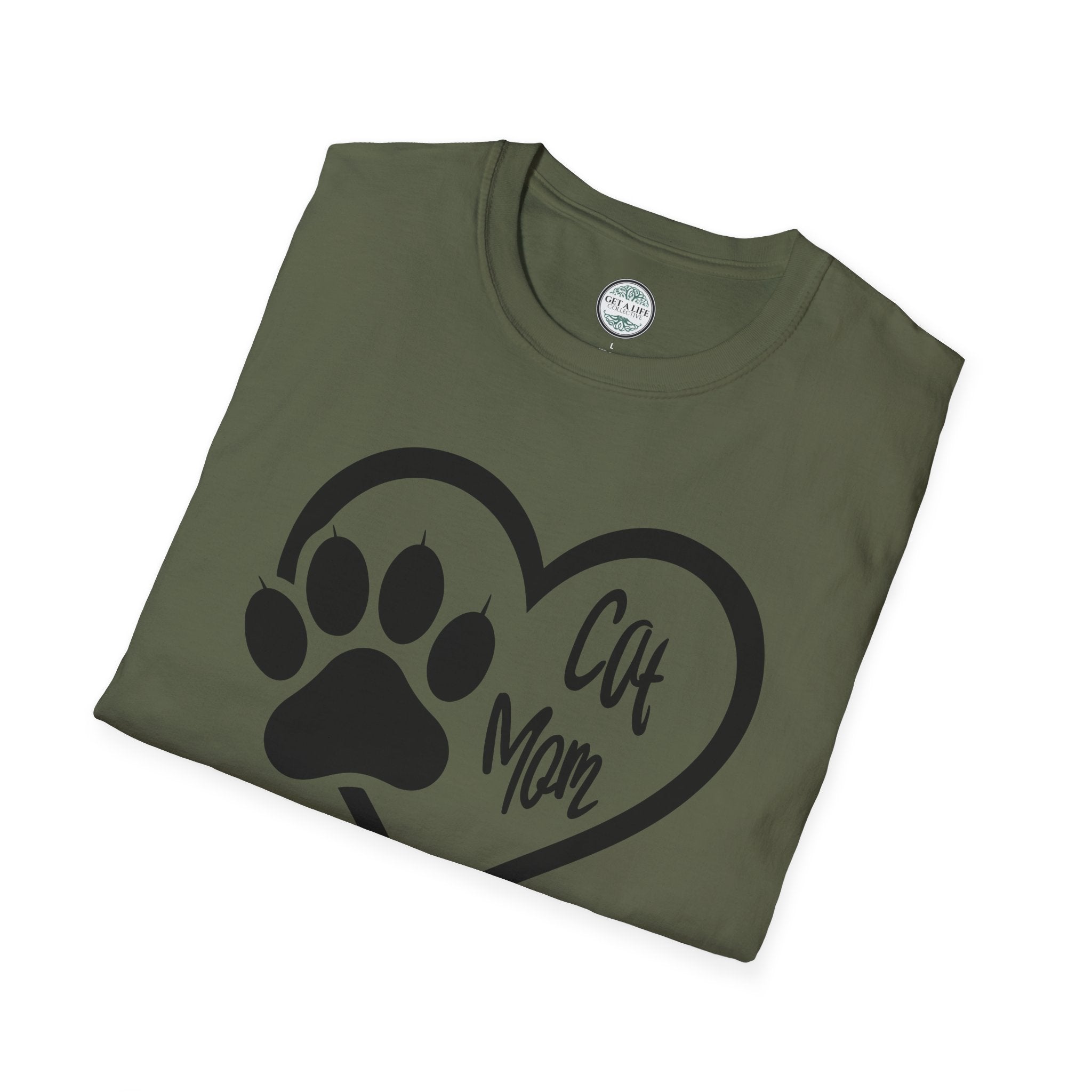 Cat Mom T-Shirt — Heart & Paw Graphic Tee for Cat Lovers