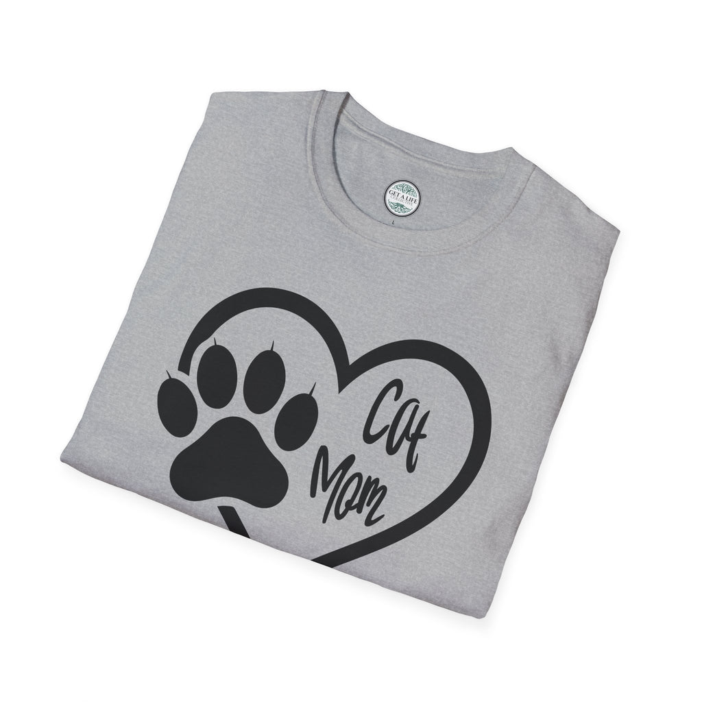 Cat Mom T-Shirt — Heart & Paw Graphic Tee for Cat Lovers