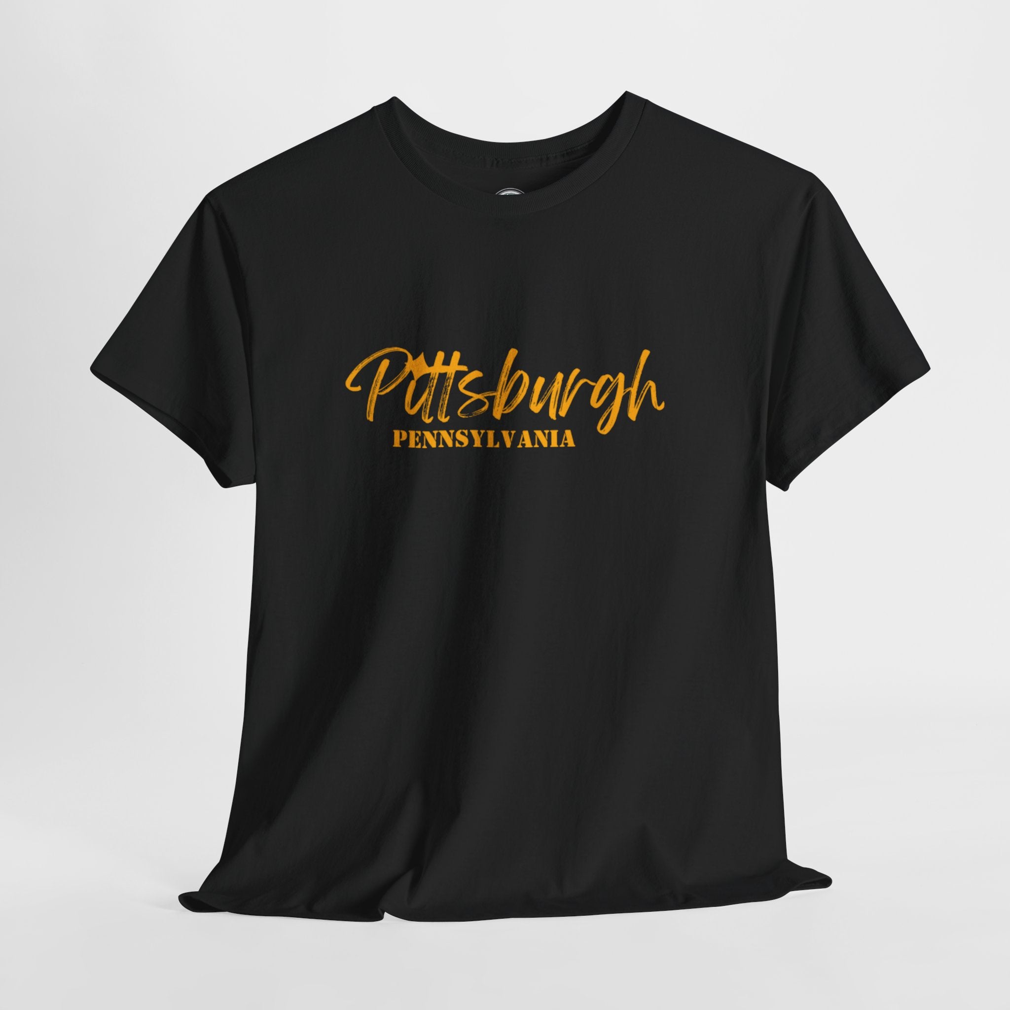 Pittsburgh Pennsylvania Script Tee - Black & Gold City Pride T-Shirt