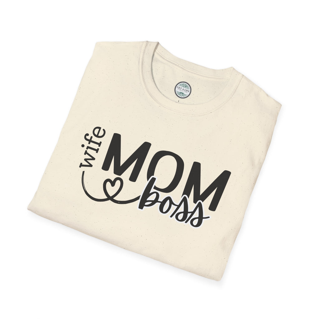 Mom Boss Wife T-Shirt – "Wife Mom Boss" Graphic Tee for Moms