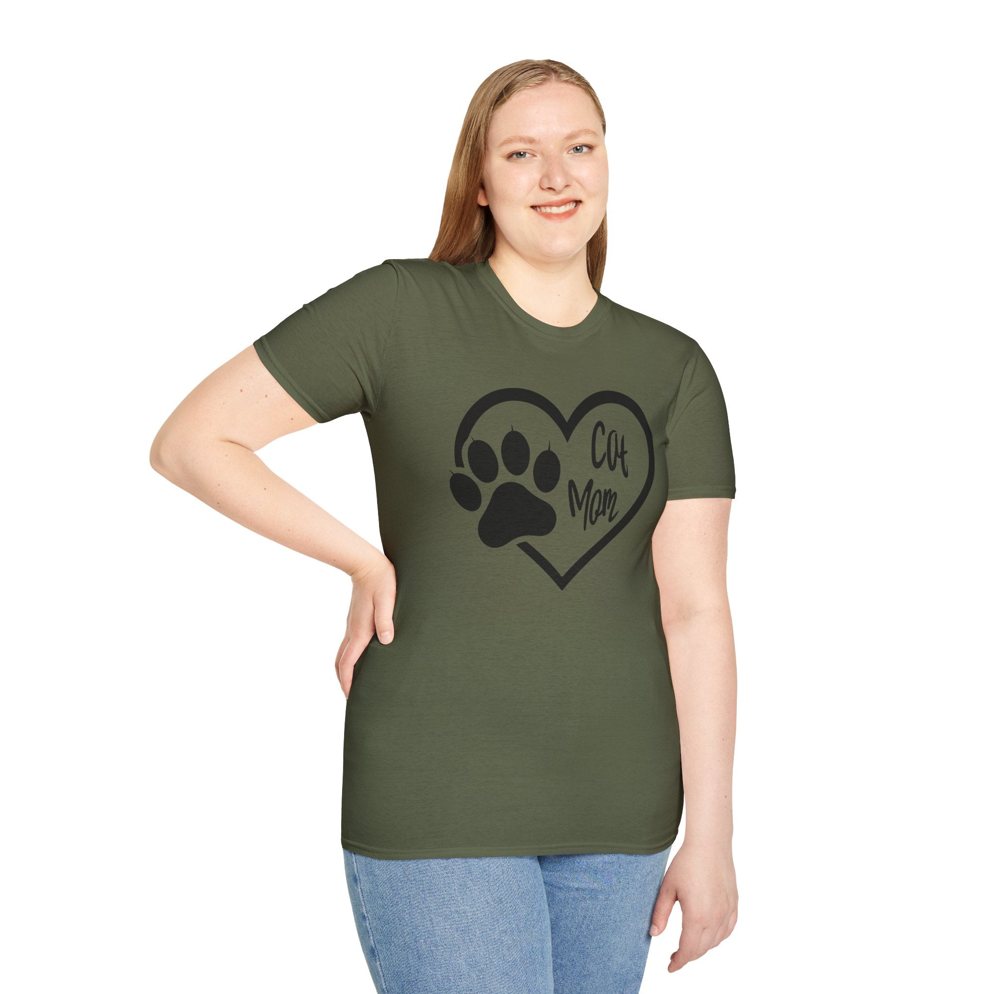 Cat Mom T-Shirt — Heart & Paw Graphic Tee for Cat Lovers