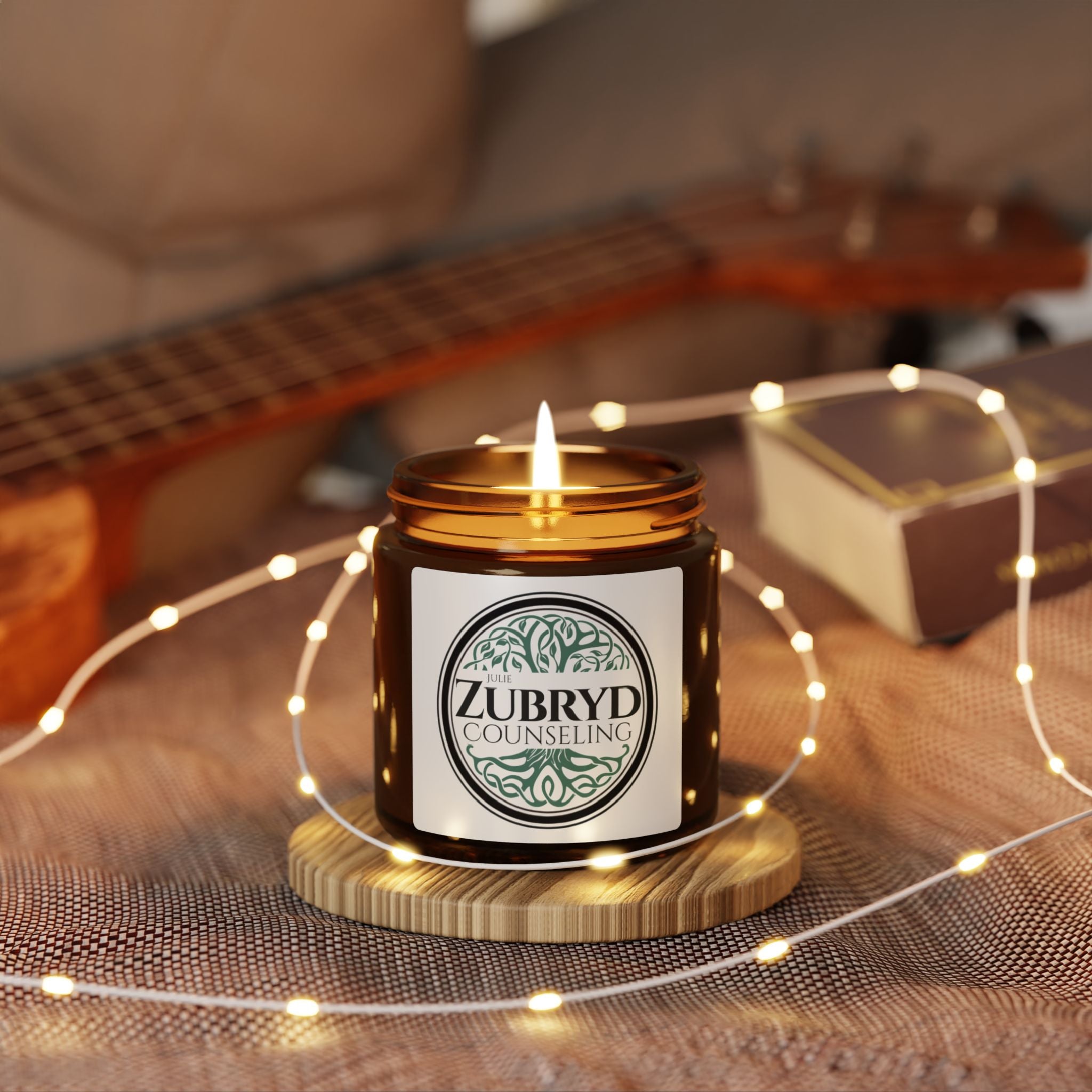 Zubryd Counseling Scented Soy Candle — Amber Jar Aromatherapy Candle for Relaxation & Stress Relief