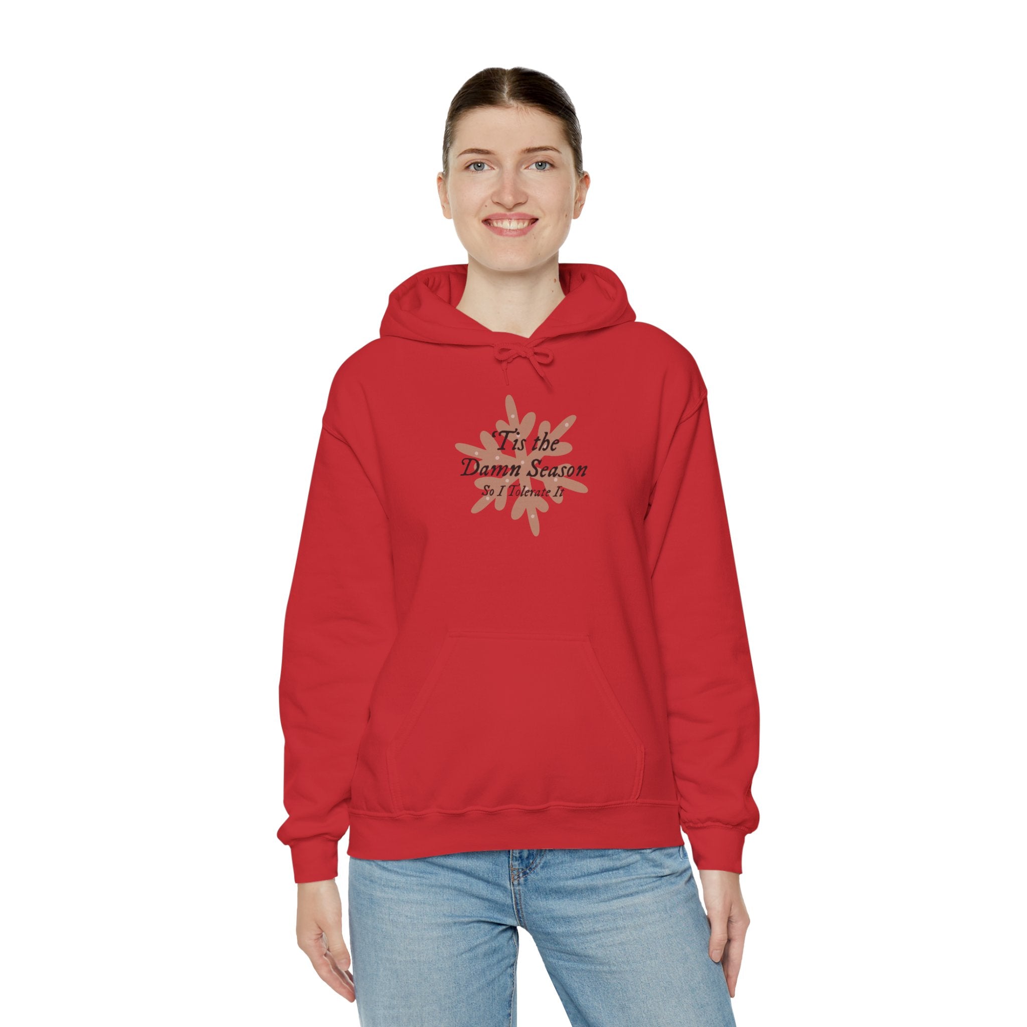 Hoodie — “Tis the Damn Season” Winter Leaves Cozy Pullover
