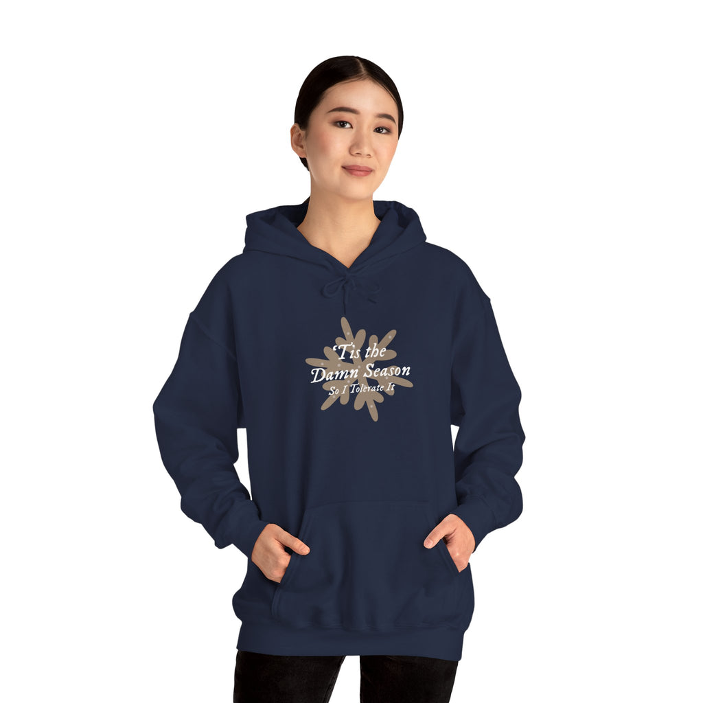 Hoodie — “Tis the Damn Season” Winter Leaves Cozy Pullover