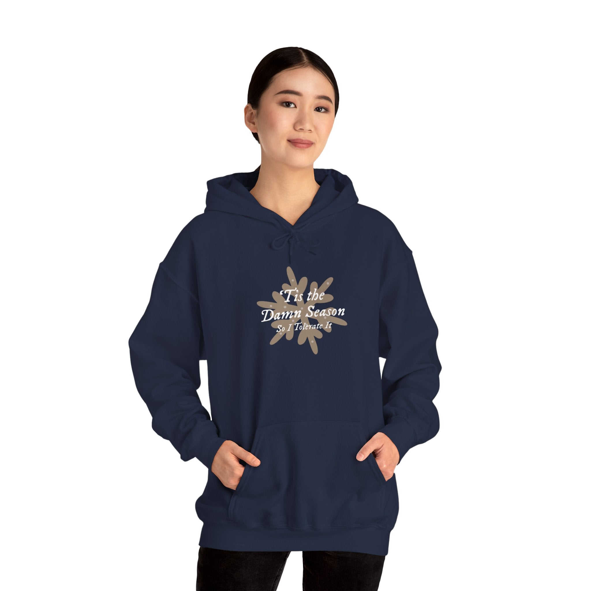 Hoodie — “Tis the Damn Season” Winter Leaves Cozy Pullover