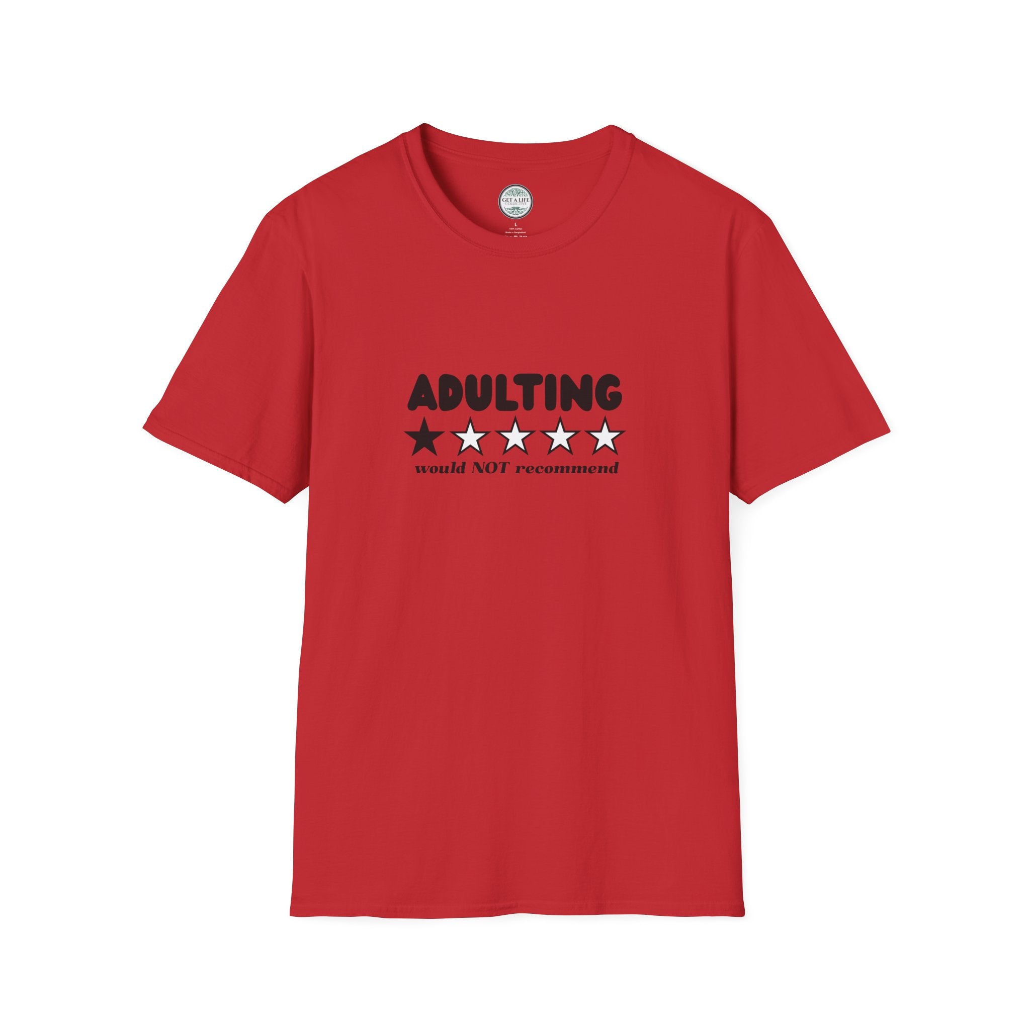 Adulting 1-Star Review T-Shirt — "Adulting would NOT recommend" Funny Tee
