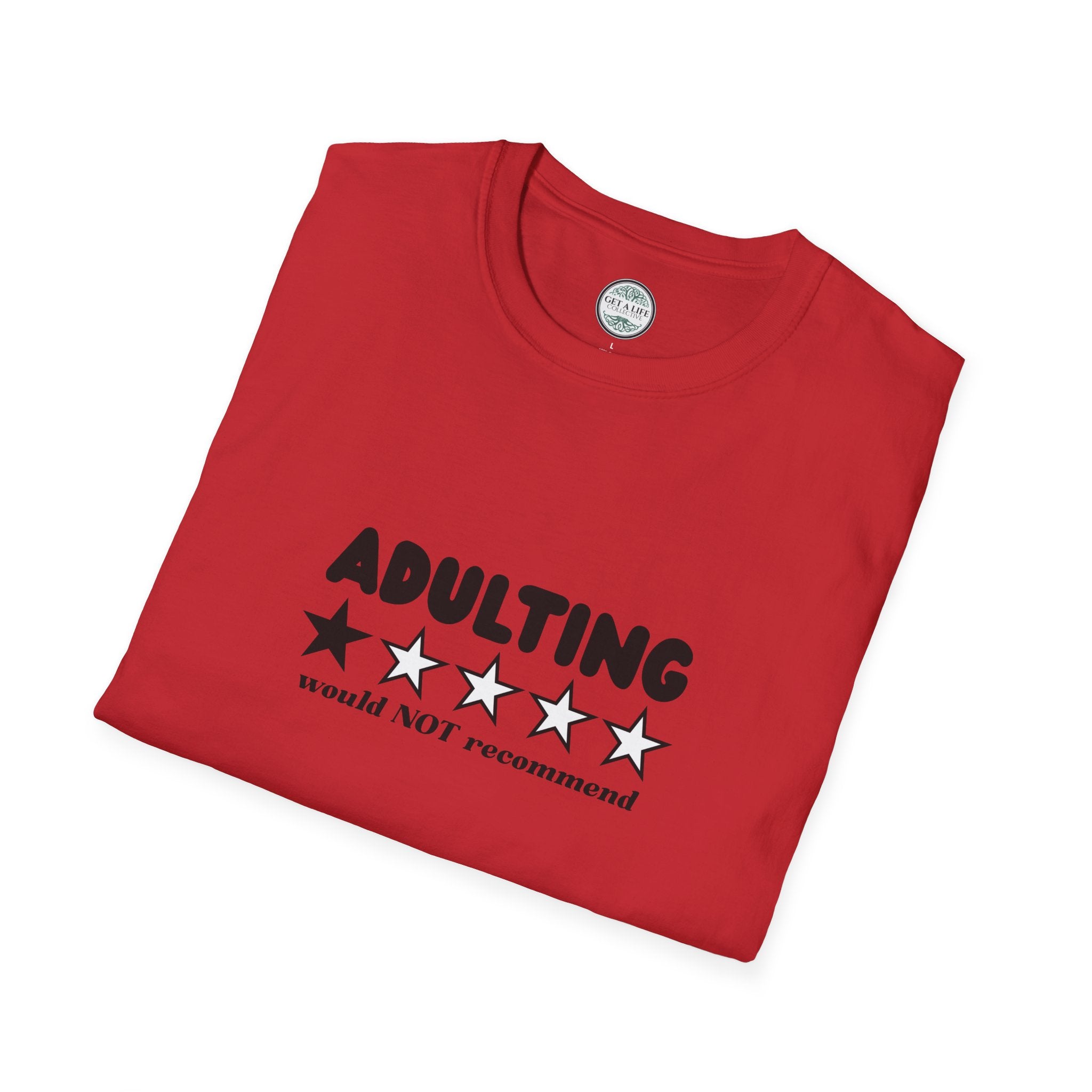 Adulting 1-Star Review T-Shirt — "Adulting would NOT recommend" Funny Tee