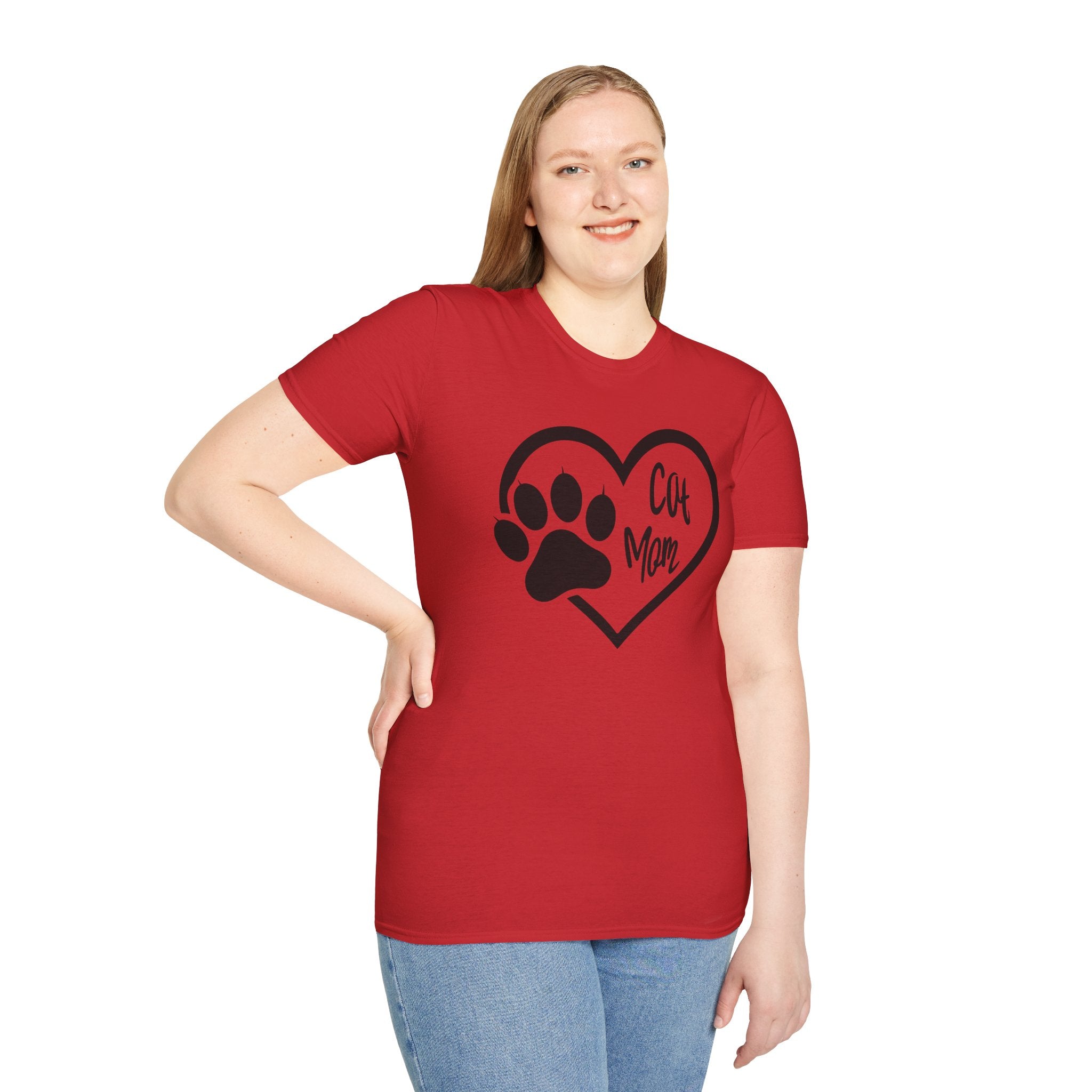 Cat Mom T-Shirt — Heart & Paw Graphic Tee for Cat Lovers