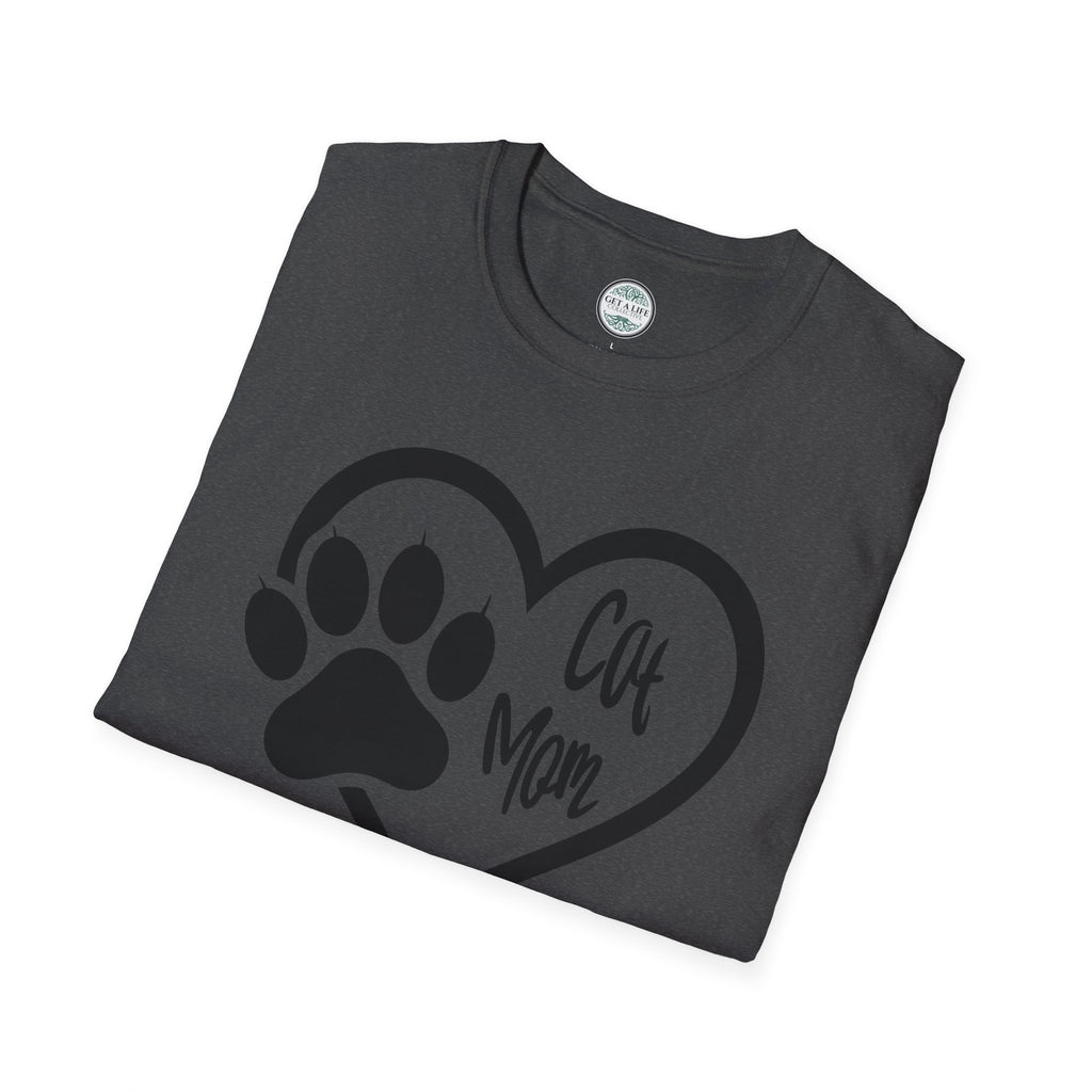 Cat Mom T-Shirt — Heart & Paw Graphic Tee for Cat Lovers