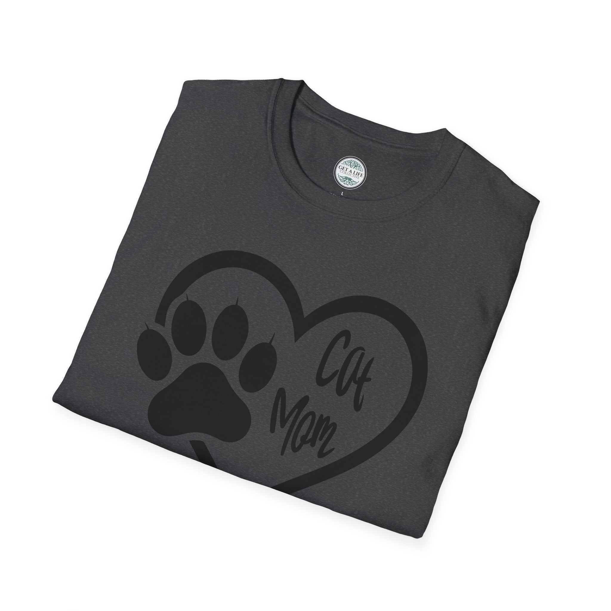 Cat Mom T-Shirt — Heart & Paw Graphic Tee for Cat Lovers