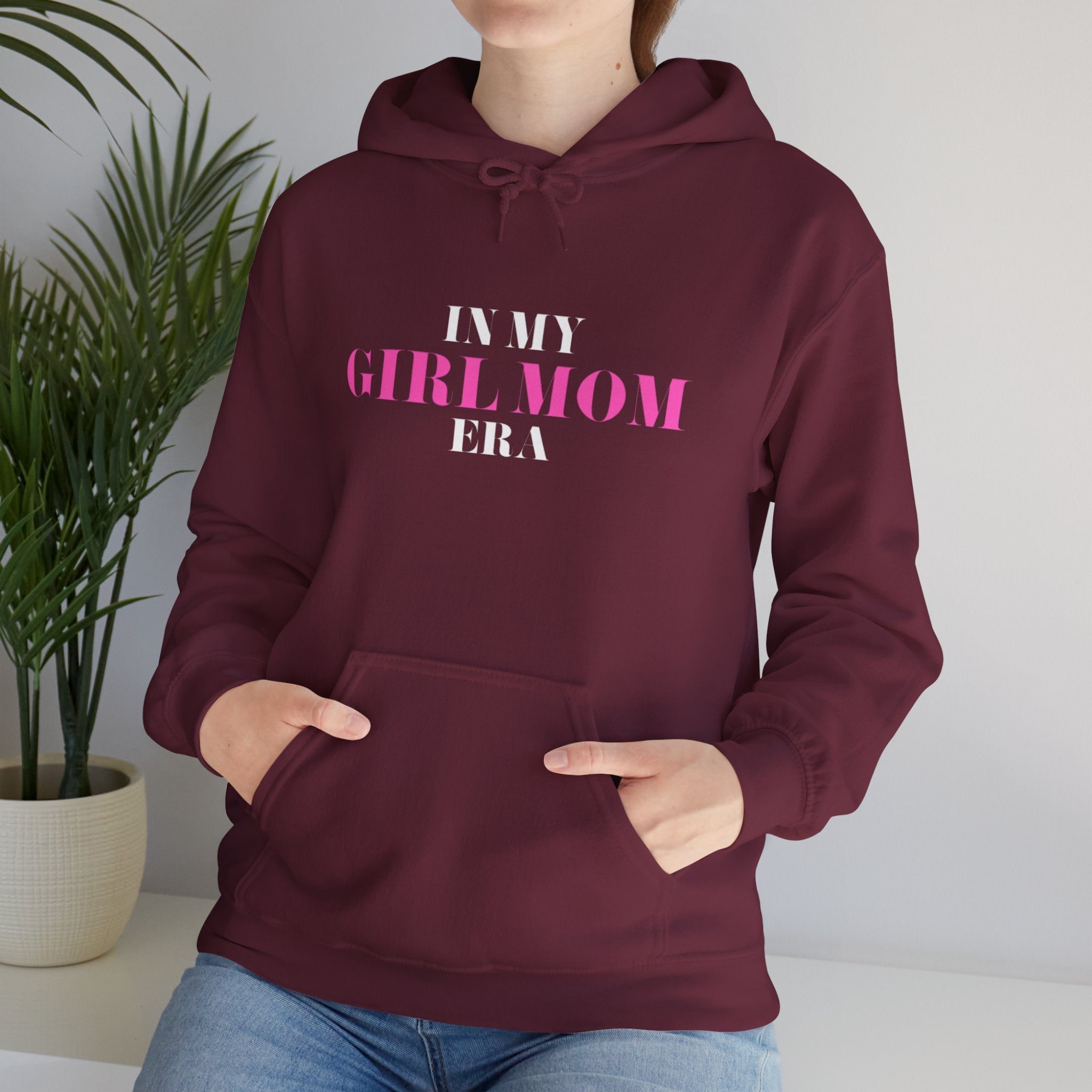 In My Girl Mom Era Hoodie — Feminine Pink Statement Sweatshirt for New & Proud Moms