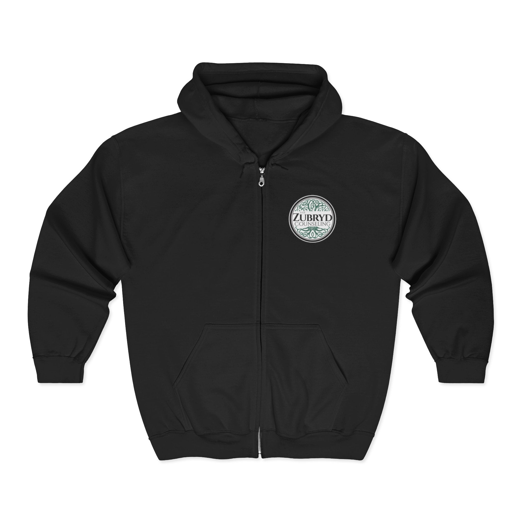 Zubryd Counseling Full-Zip Hoodie — Vintage Laurel Crest "ZUBRYD" Logo