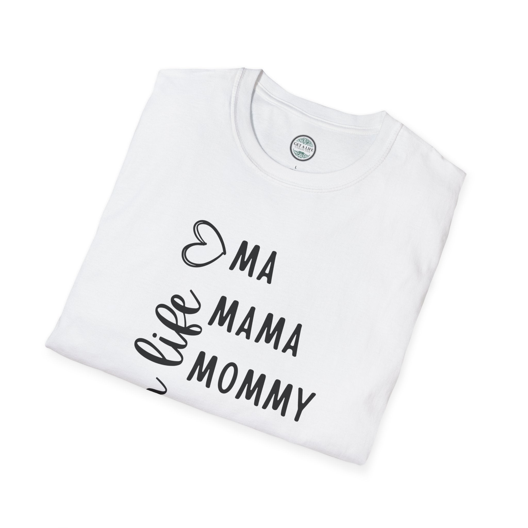 Mom Life T-Shirt — "Ma, Mama, Mommy, Mom, Bruh" Vertical Script Tee