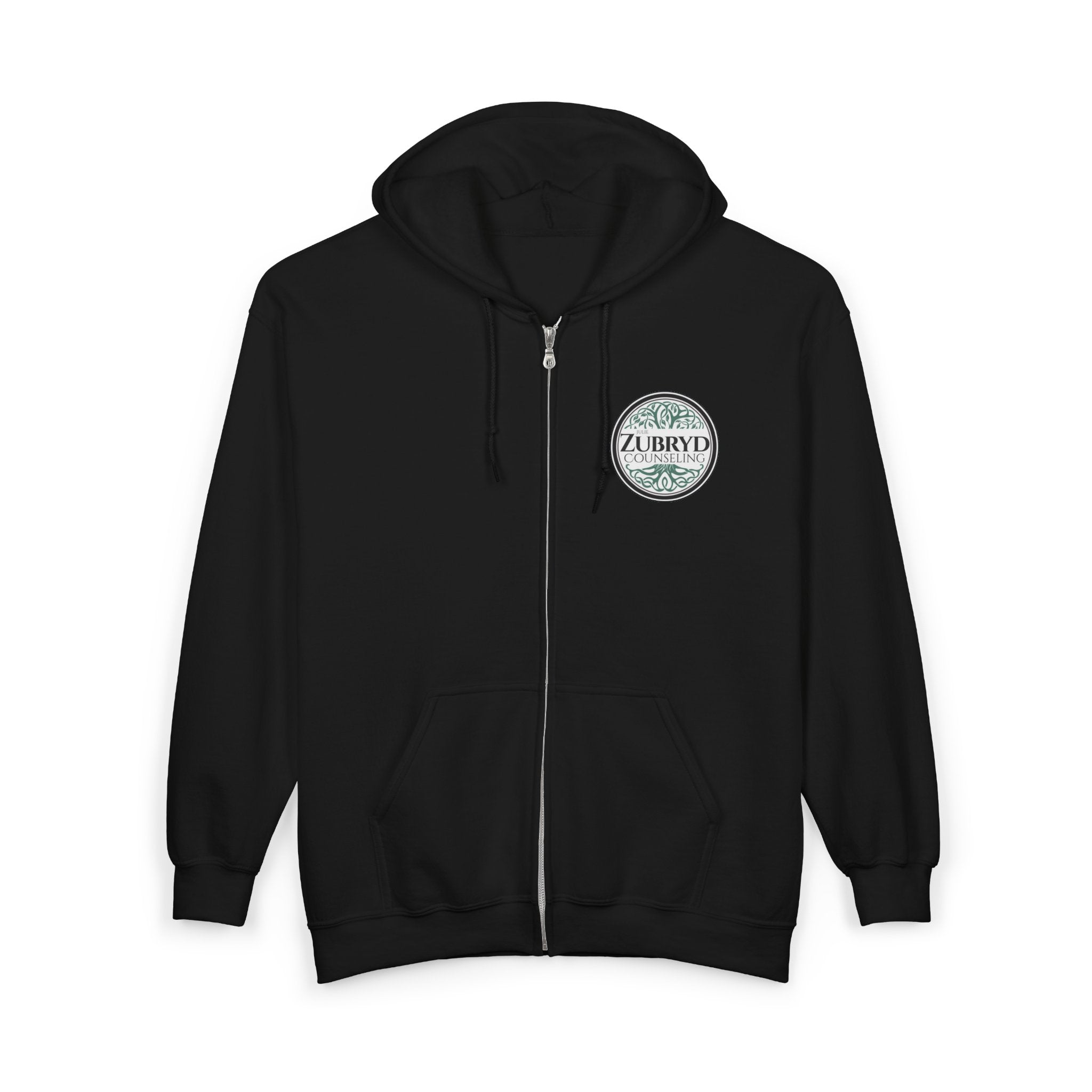 Zubryd Counseling Full-Zip Hoodie — Vintage Laurel Crest "ZUBRYD" Logo