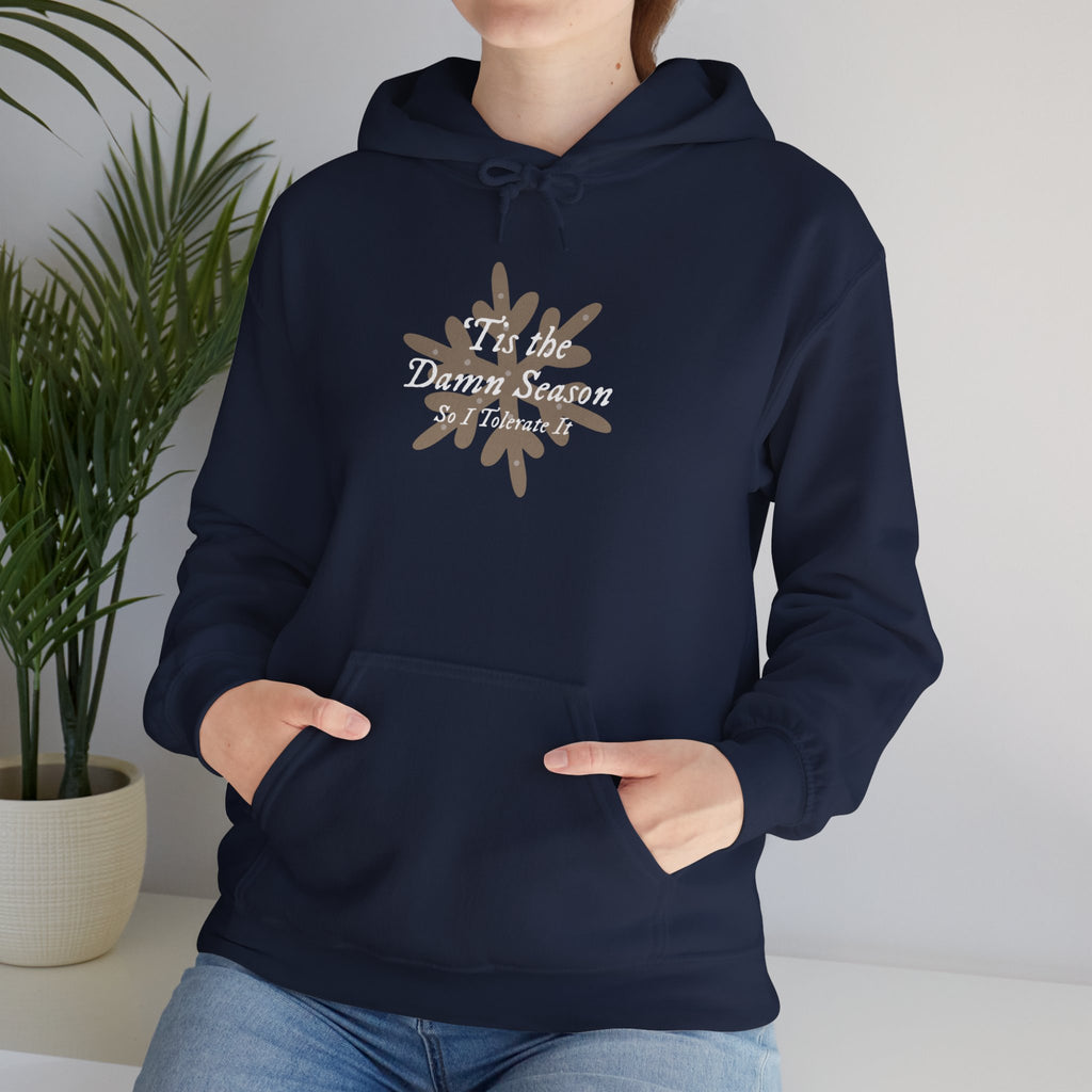 Hoodie — “Tis the Damn Season” Winter Leaves Cozy Pullover