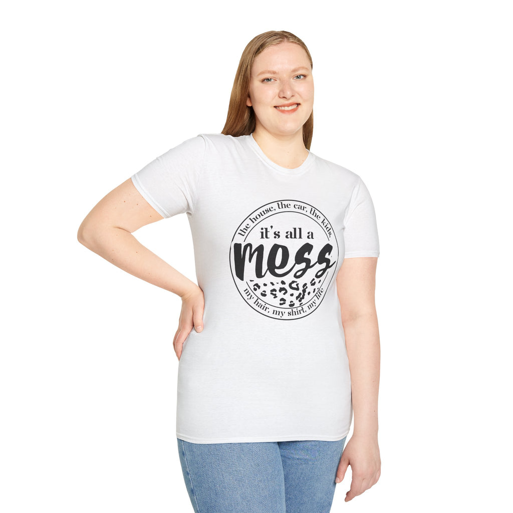It's All a Mess T-Shirt — Funny Mom Life Leopard Graphic Tee