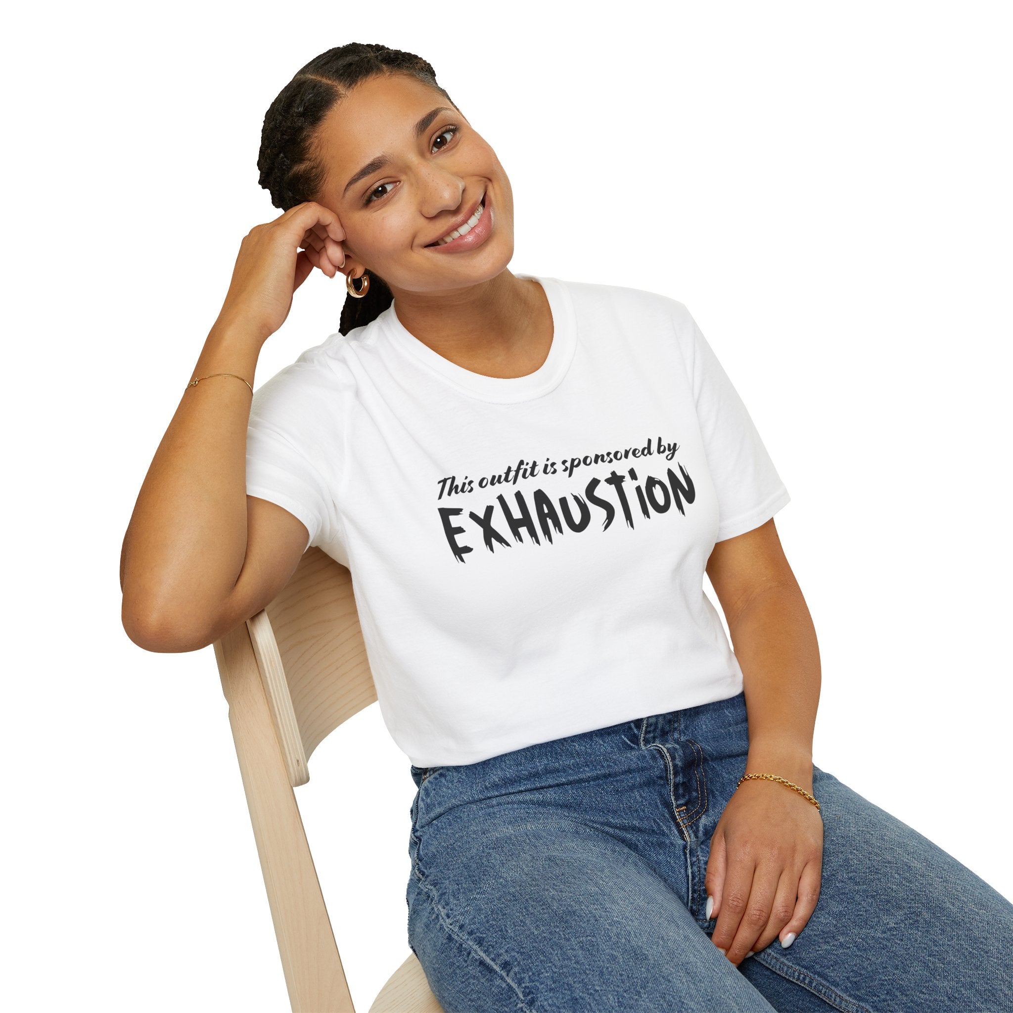 “This Outfit Is Sponsored by Exhaustion” Funny Graphic Tee tshirt