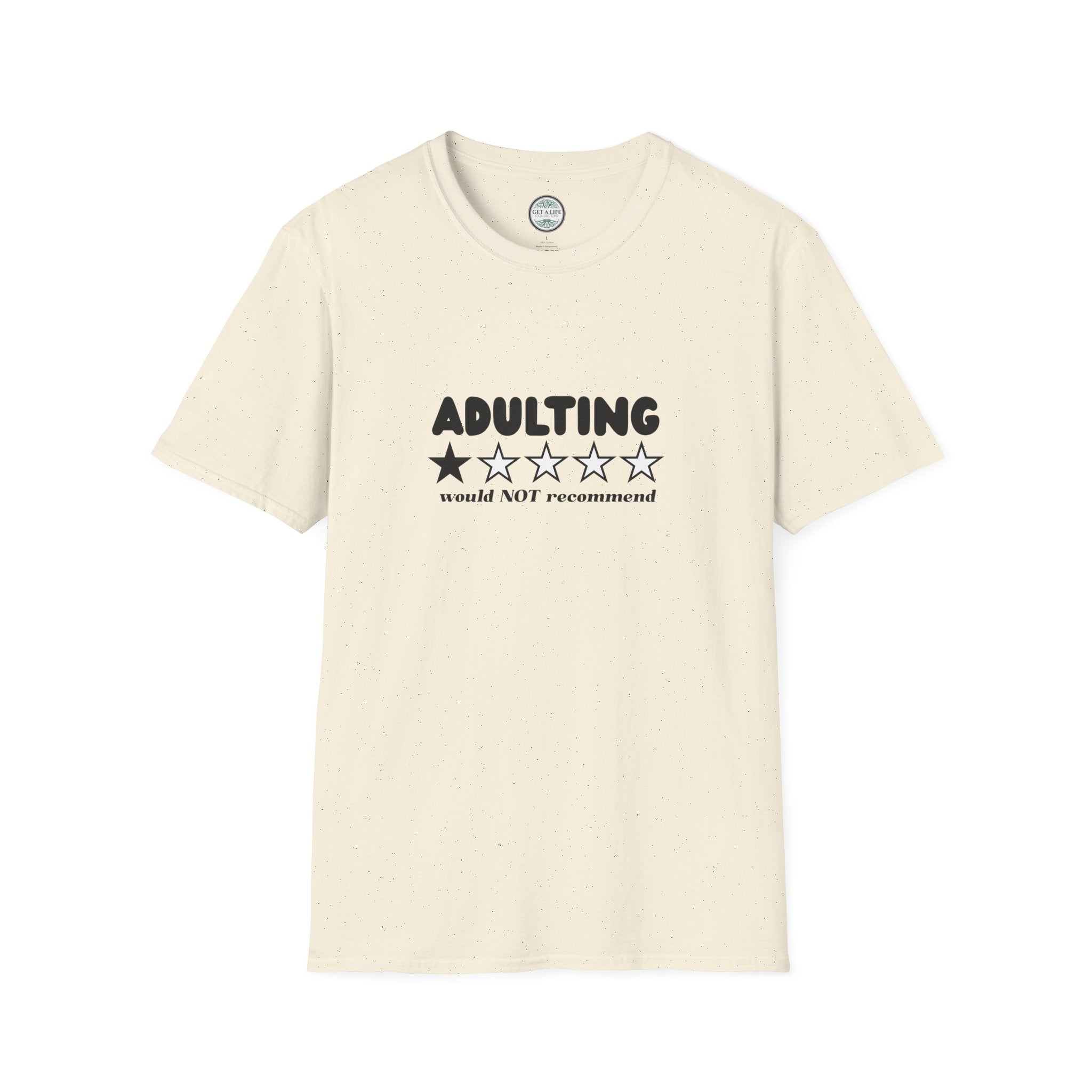 Adulting 1-Star Review T-Shirt — "Adulting would NOT recommend" Funny Tee