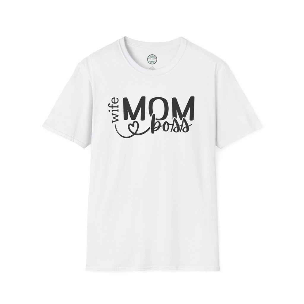 Mom Boss Wife T-Shirt – "Wife Mom Boss" Graphic Tee for Moms