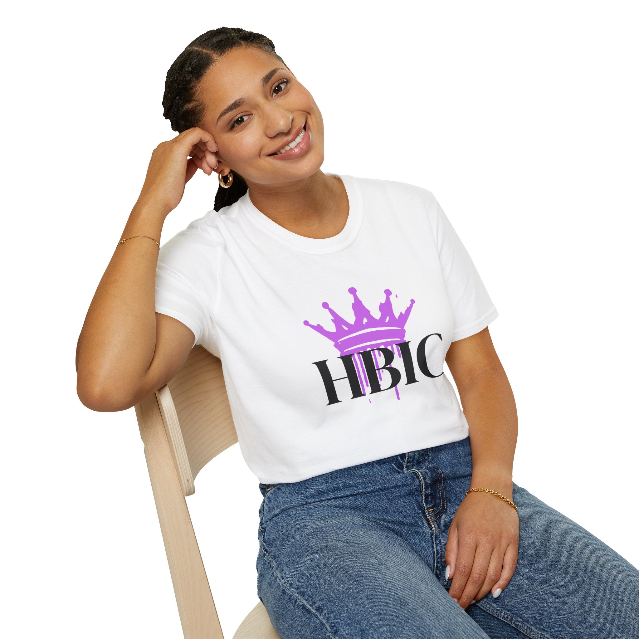 HBIC T-Shirt with Pink Crown Graphic — Bold Queen Statement Tee