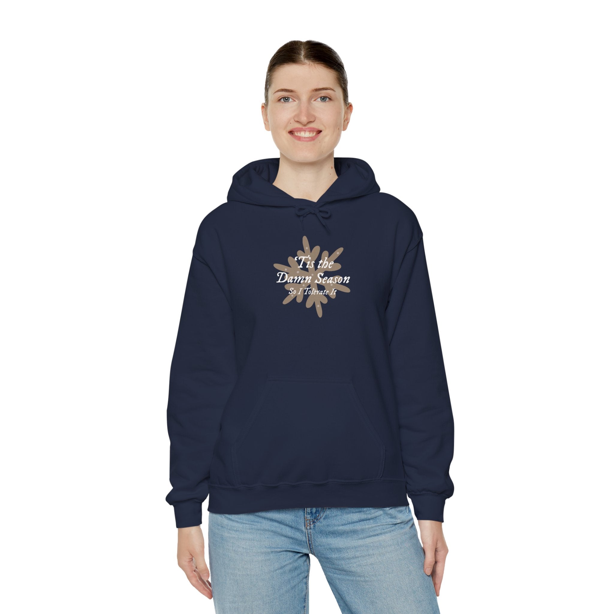 Hoodie — “Tis the Damn Season” Winter Leaves Cozy Pullover
